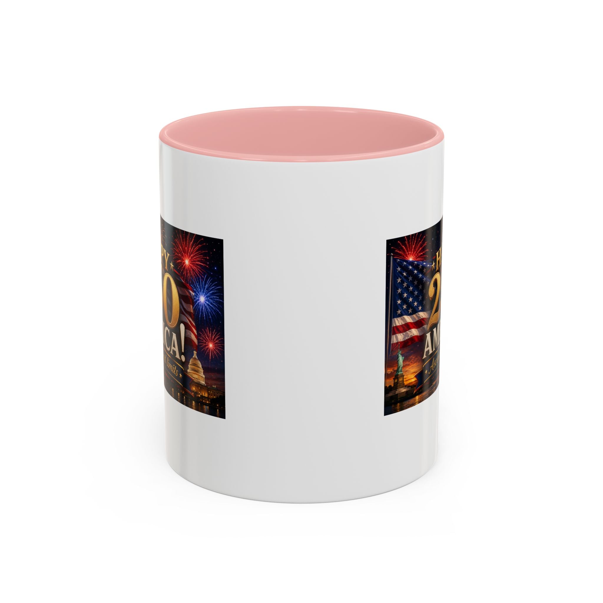 Happy 250 America Accent Coffee Mug — Patriotic Fireworks & Flag 11/15oz
