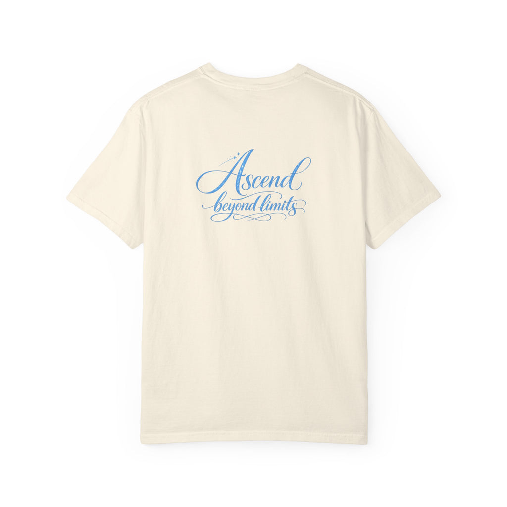 Yashua Is King T‑Shirt — Heavenly Gold Faith Tee (Back: "Ascend beyond limits")