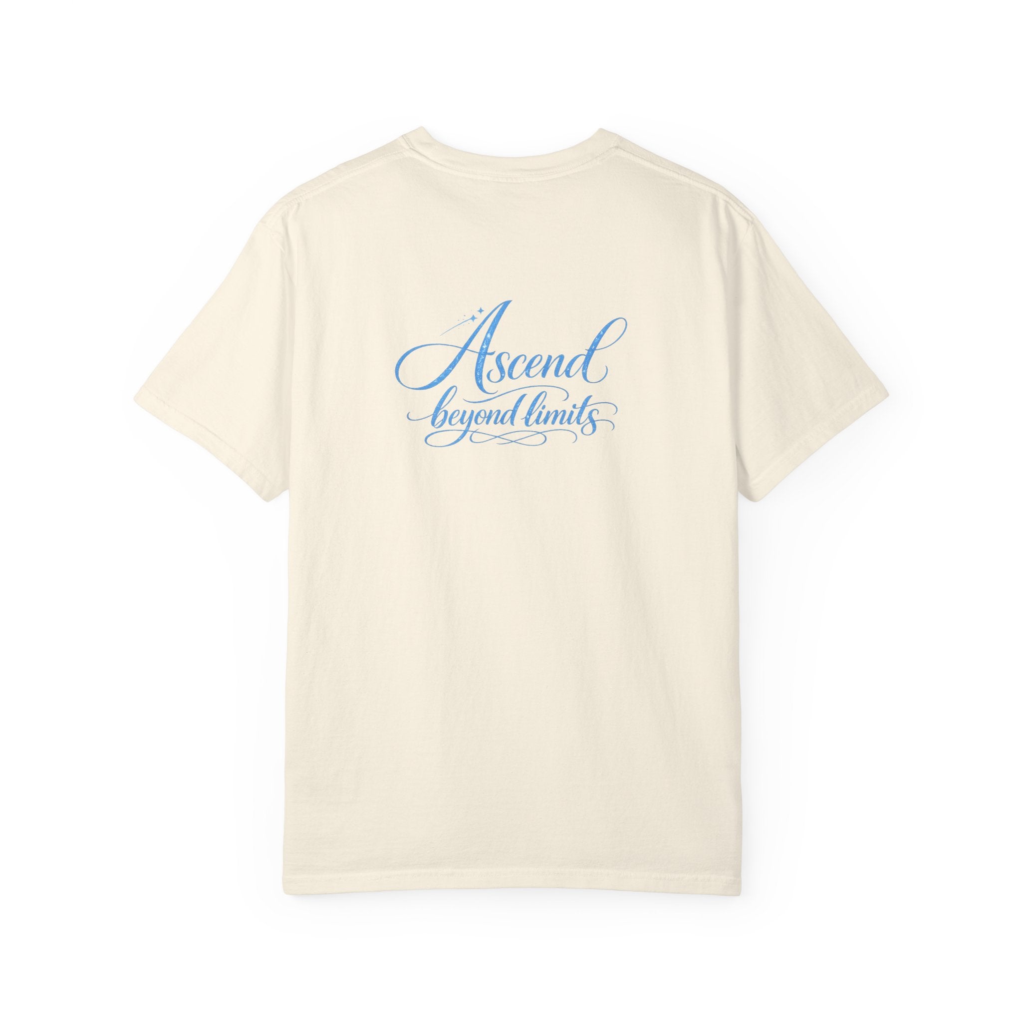 Yashua Is King T‑Shirt — Heavenly Gold Faith Tee (Back: "Ascend beyond limits")
