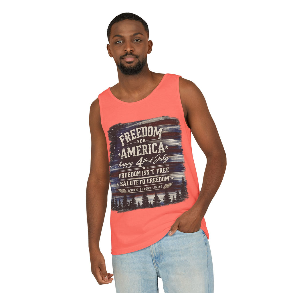 Freedom for America 4th of July Tank Top — Patriotic Salute to Freedom