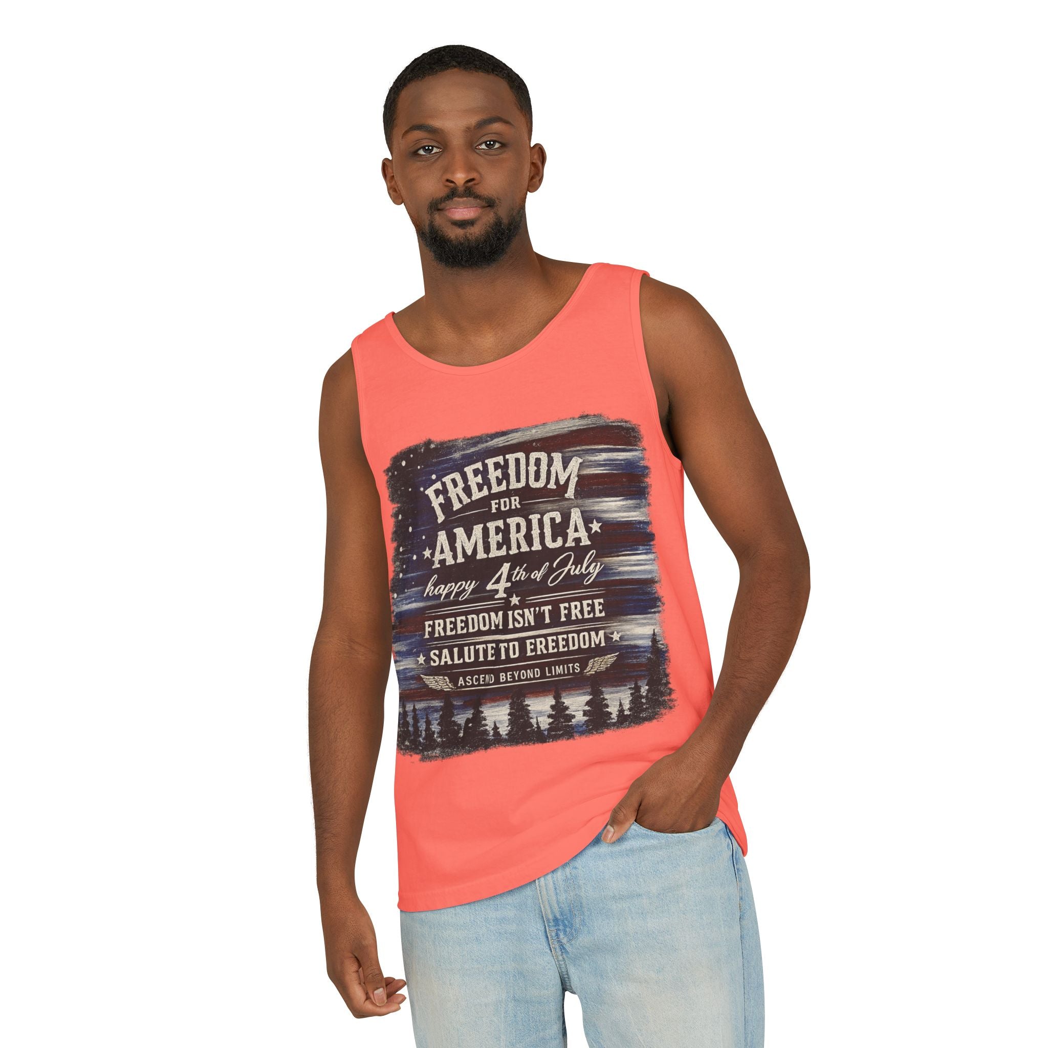 Freedom for America 4th of July Tank Top — Patriotic Salute to Freedom