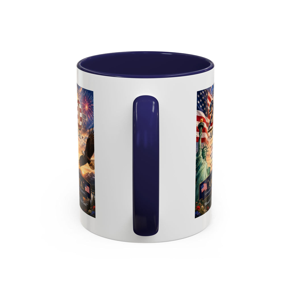 Happy 250th America Coffee Mug — Patriotic Statue of Liberty & Eagle 4th of July Gift