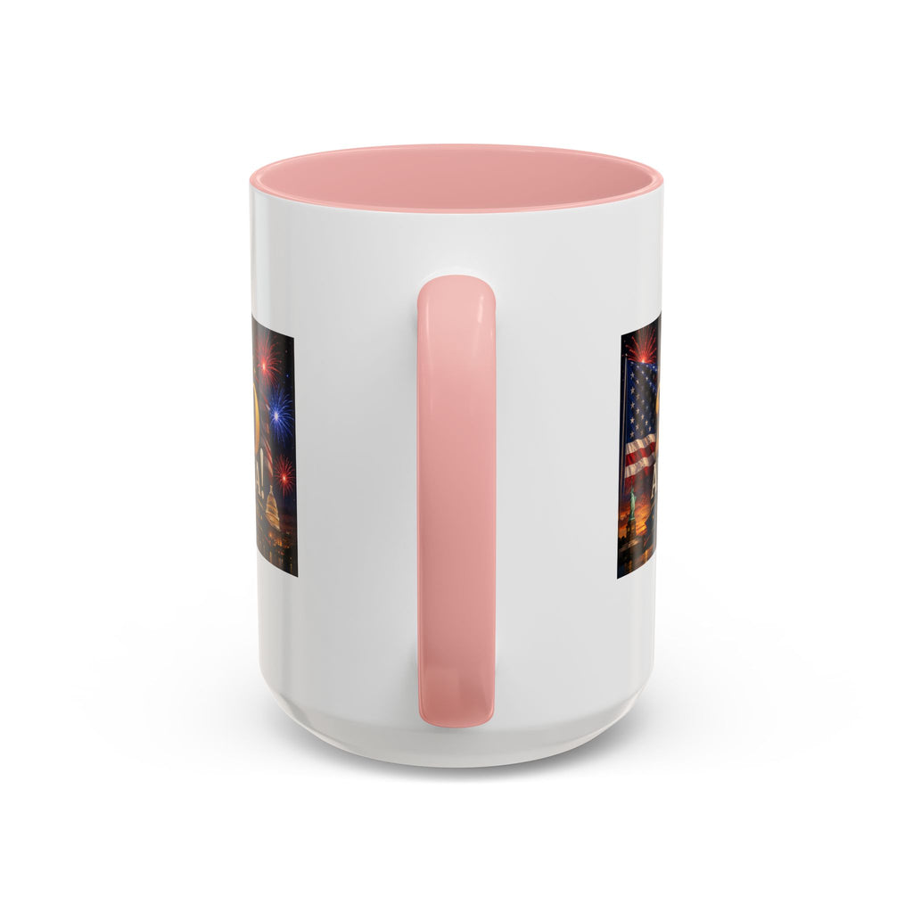 Happy 250 America Accent Coffee Mug — Patriotic Fireworks & Flag 11/15oz