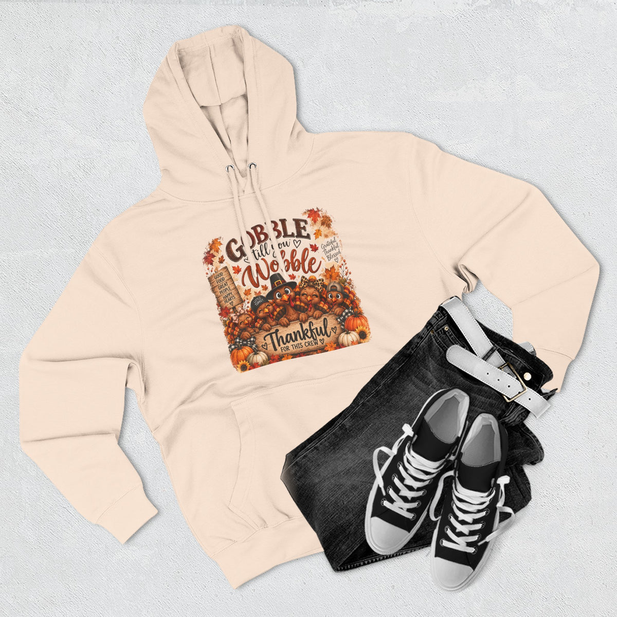 Thankful Turkey Thanksgiving Hoodie — Gobble Wobble Fall Graphic