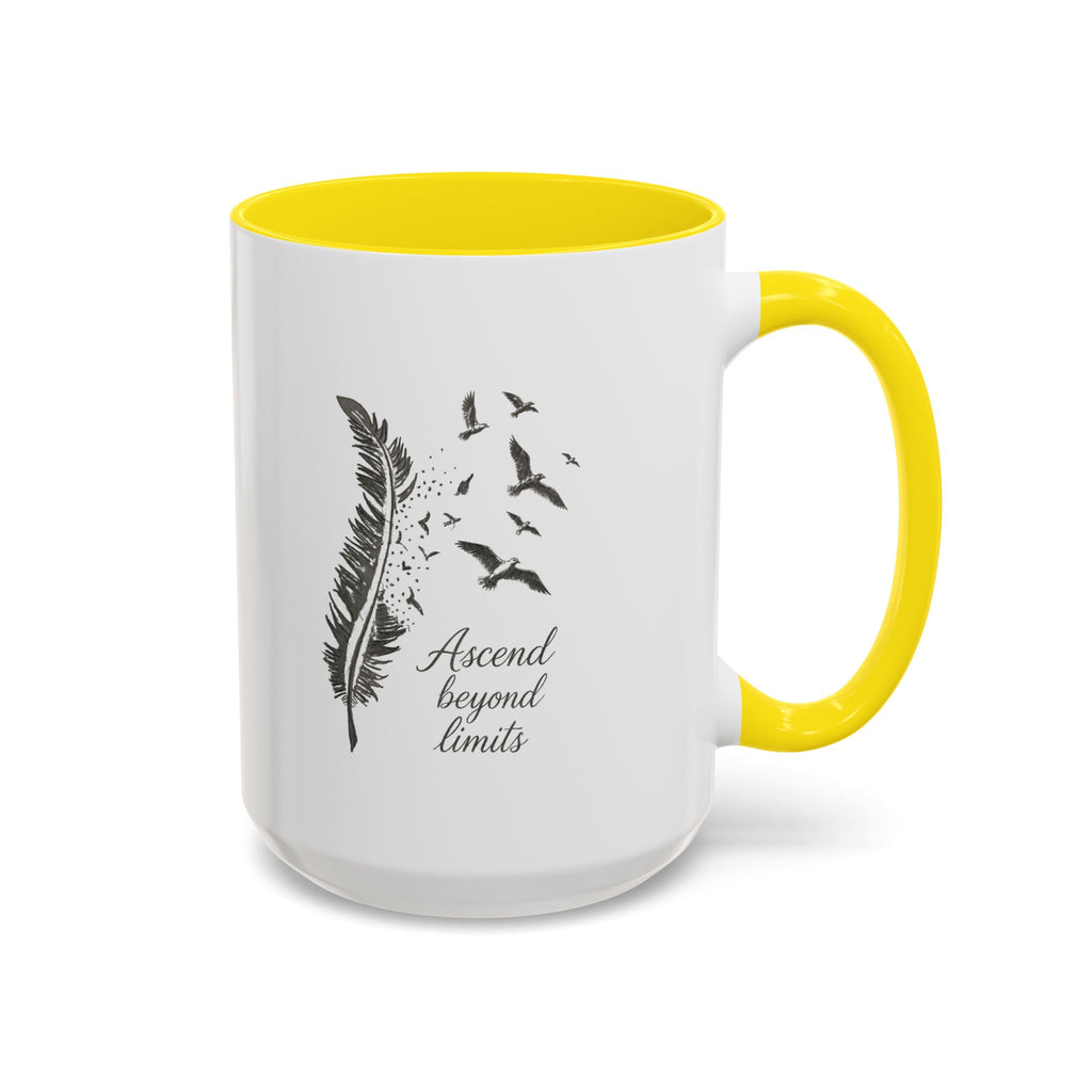 Ascend Beyond Limits- hand sketched feather Coffee-Accent Mug (11/15oz)