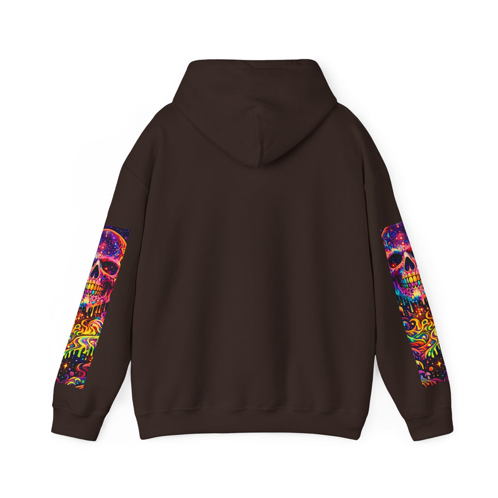 Psychedelic Skull Hoodie – "Faces Beyond Limits" Neon Horror Pullover