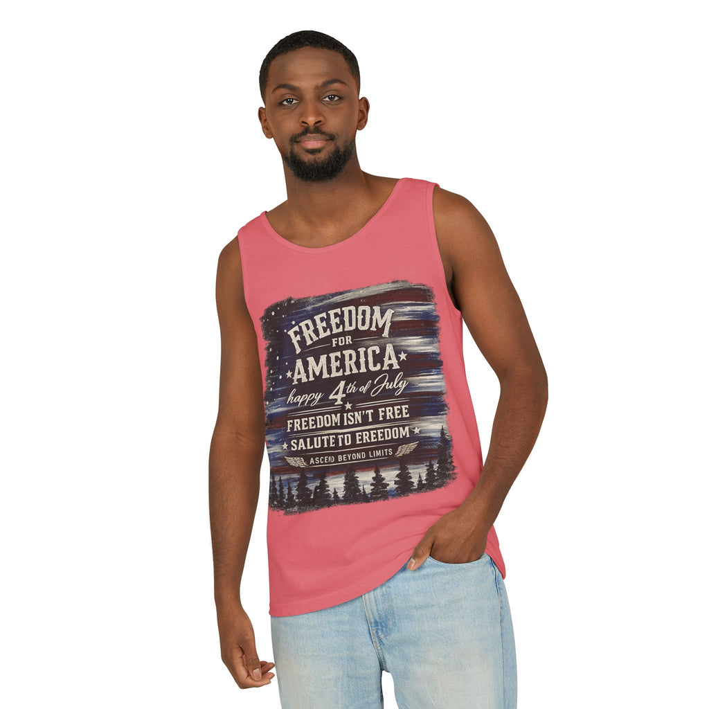 Freedom for America 4th of July Tank Top — Patriotic Salute to Freedom