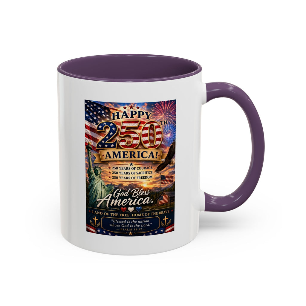 Patriotic Coffee Mug - "Happy 250 America!" Anniversary Design