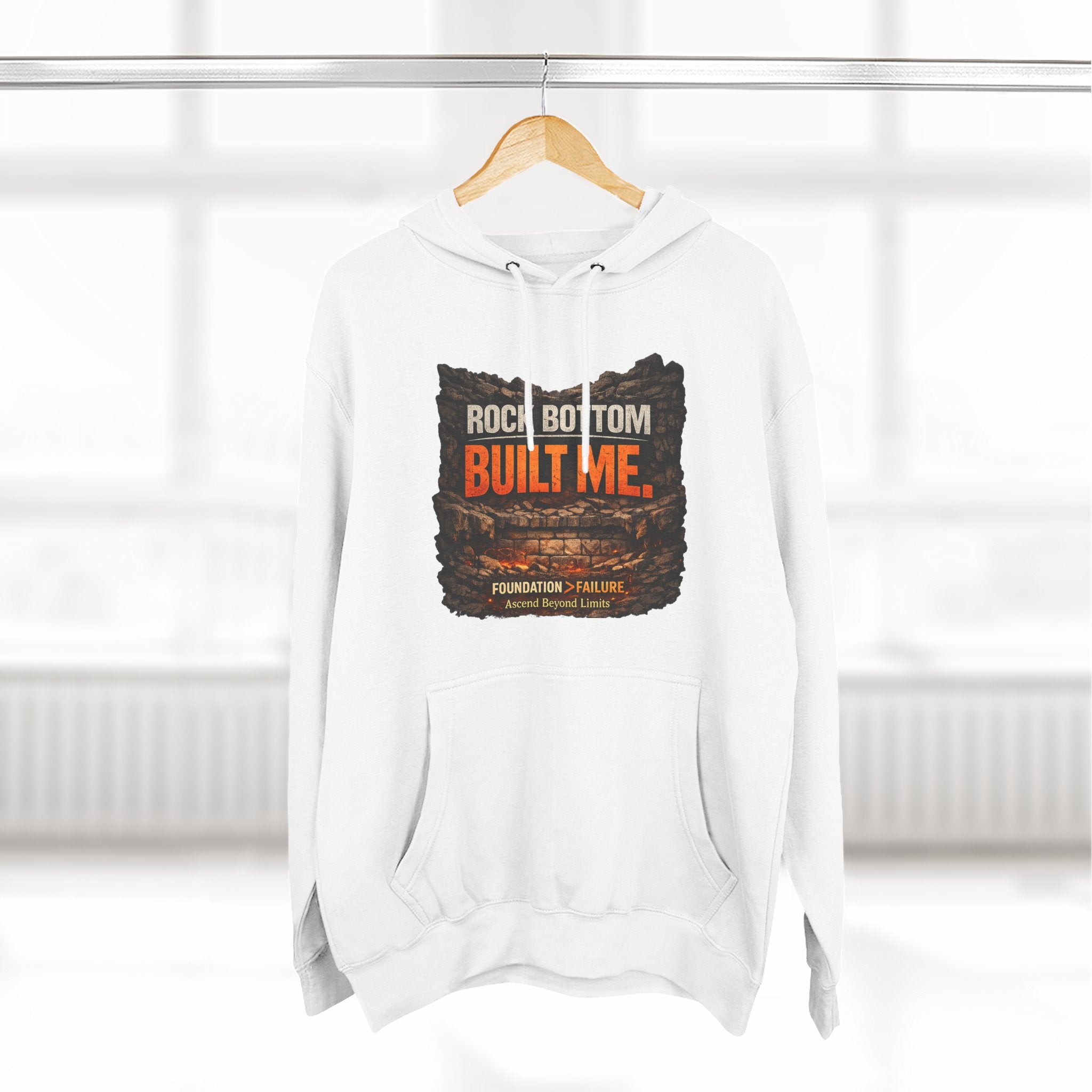Rock Bottom Built Me Hoodie — Inspirational Recovery Fleece Pullover