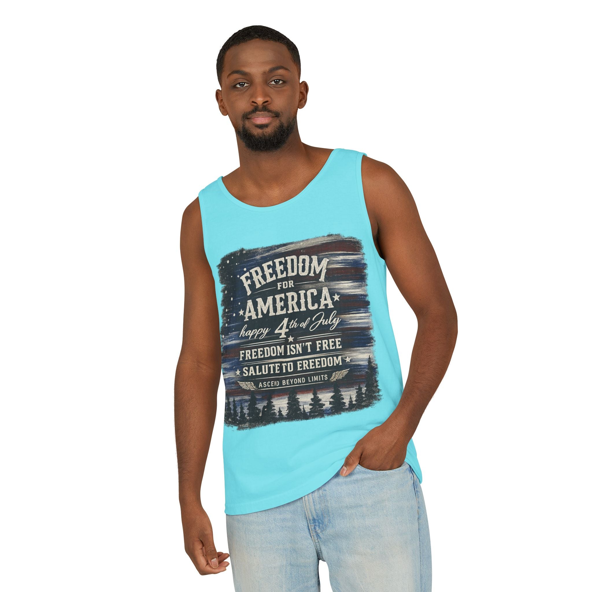 Freedom for America 4th of July Tank Top — Patriotic Salute to Freedom