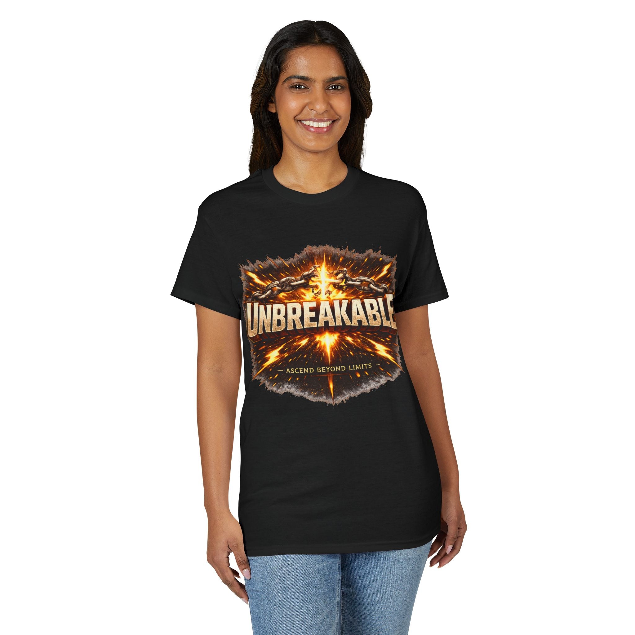 Unbreakable Graphic T‑Shirt — Bold Fireburst Motivational Tee