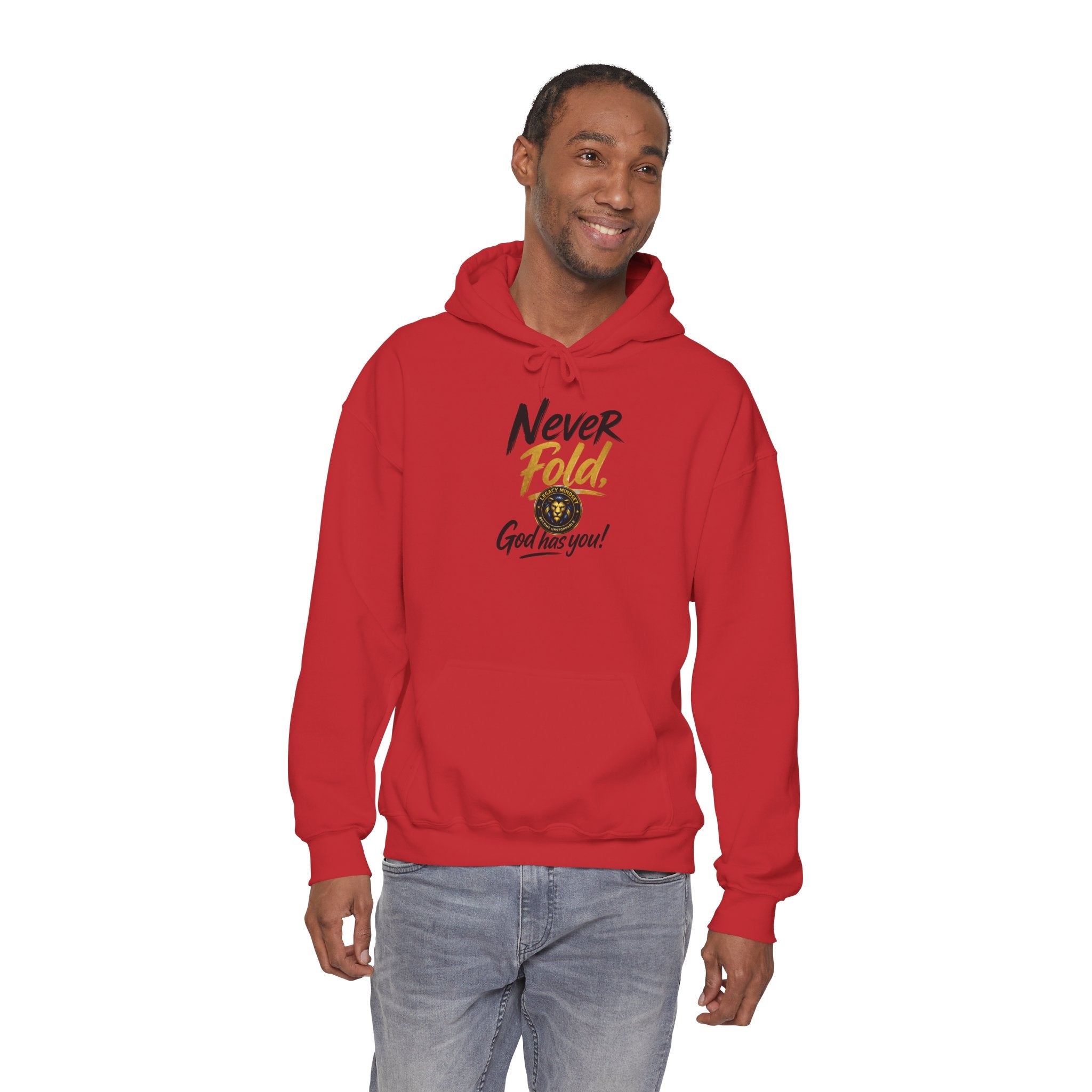 Never Fold Hoodie — 'God Has You' Faith Graphic Sweatshirt