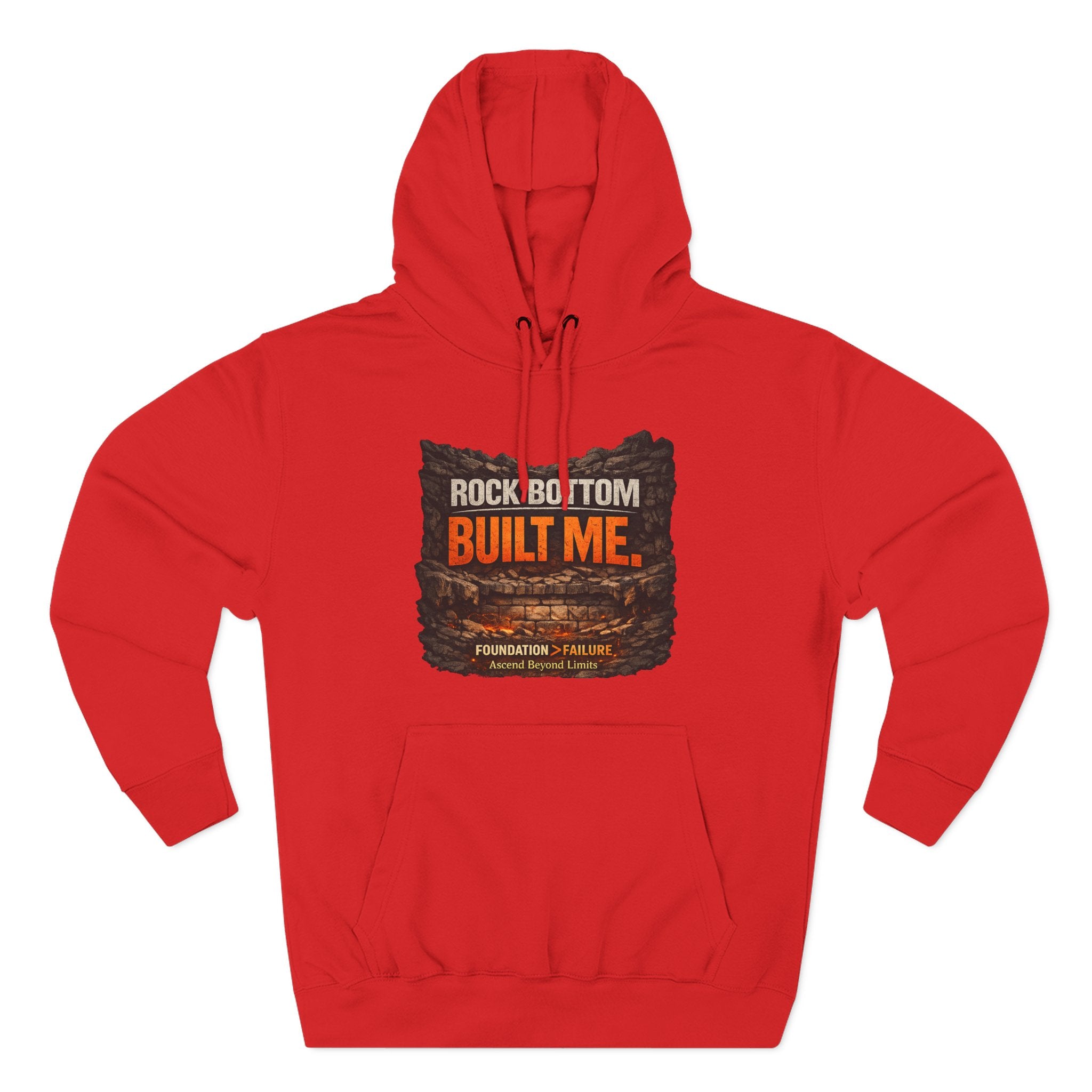 Rock Bottom Built Me Hoodie — Inspirational Recovery Fleece Pullover