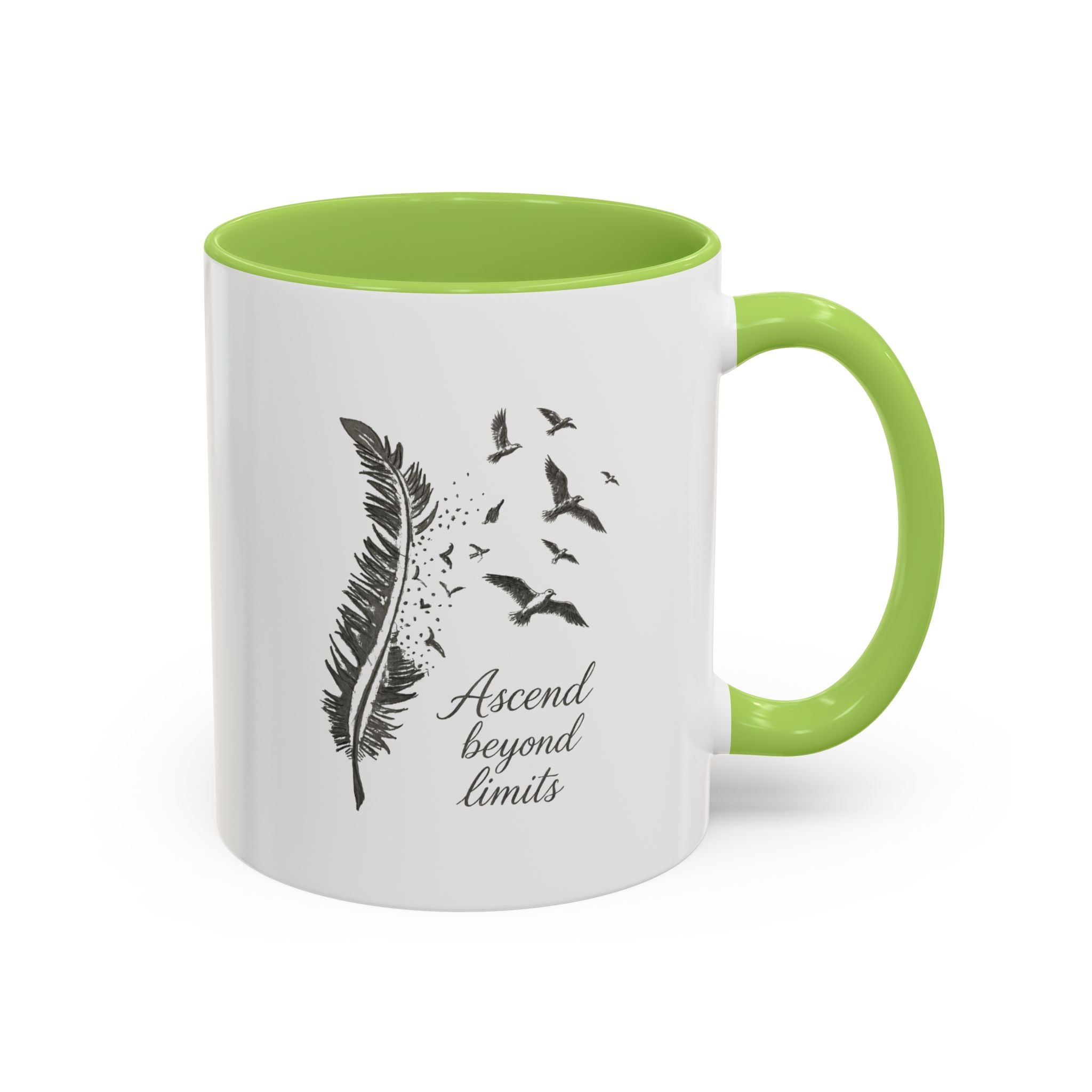 Ascend Beyond Limits- hand sketched feather Coffee-Accent Mug (11/15oz)