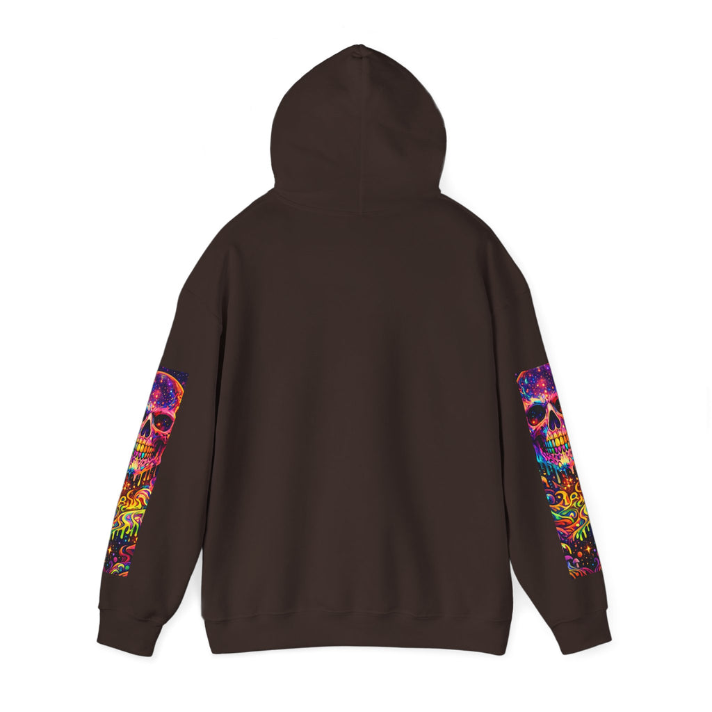 Psychedelic Skull Hoodie – "Faces Beyond Limits" Neon Horror Pullover
