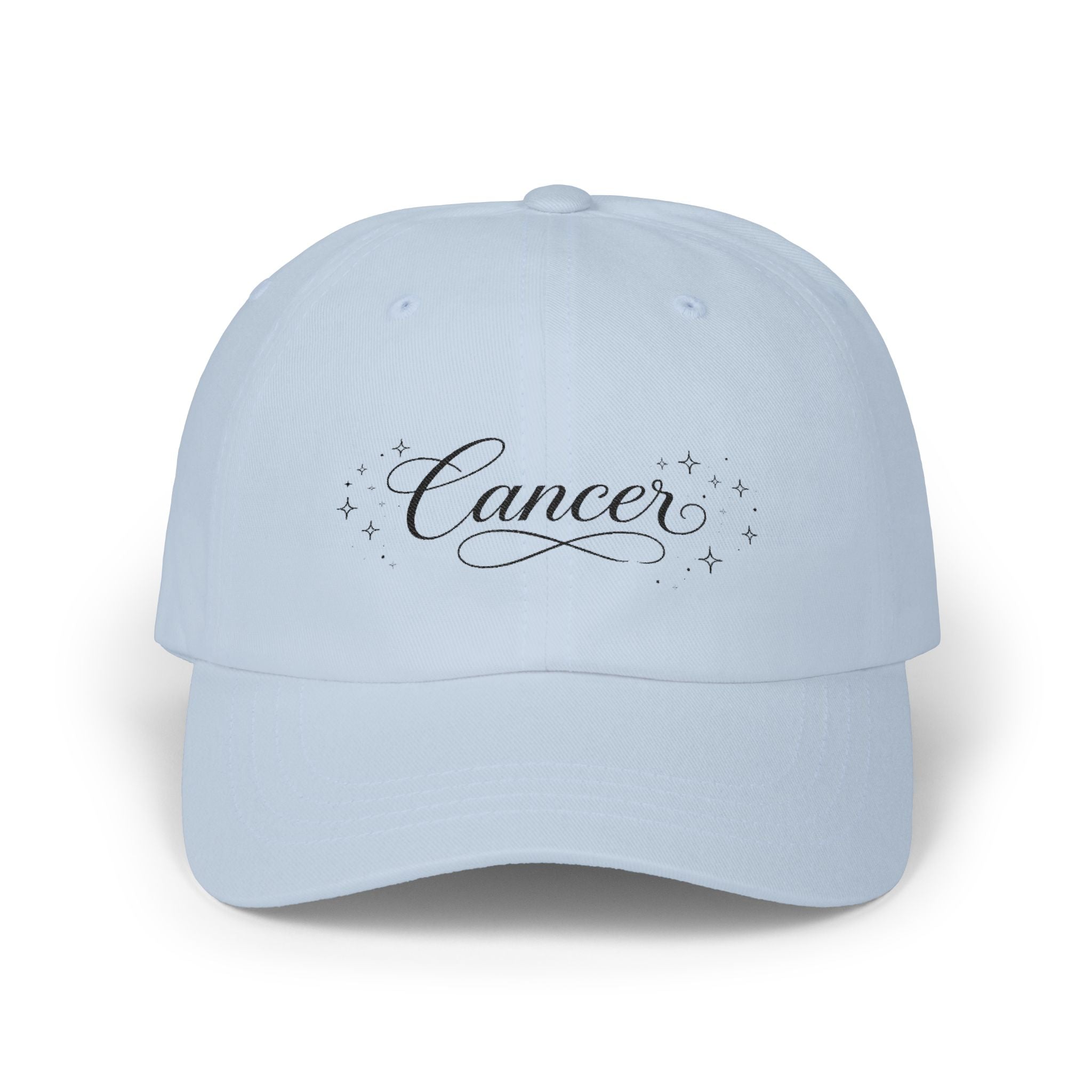 Cancer Zodiac Dad Cap — Elegant Script Astrology Baseball Hat