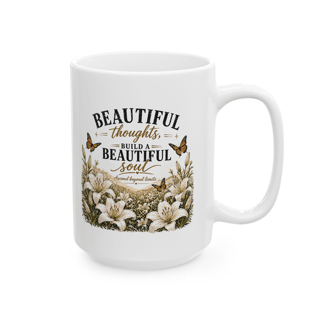 Beautiful Mom Floral Butterfly Ceramic Mug — Inspirational Mother's Day Coffee Cup (11oz/15oz)
