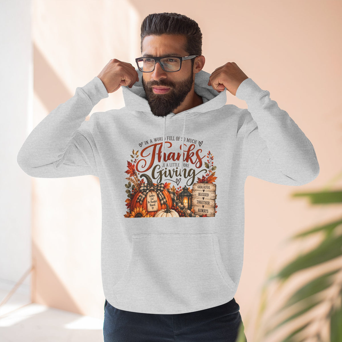 Thanksgiving Harvest Hoodie — Give Thanks Fleece Pullover