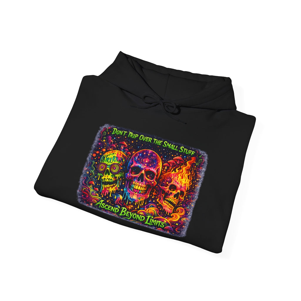 Psychedelic Skull Hoodie – "Faces Beyond Limits" Neon Horror Pullover