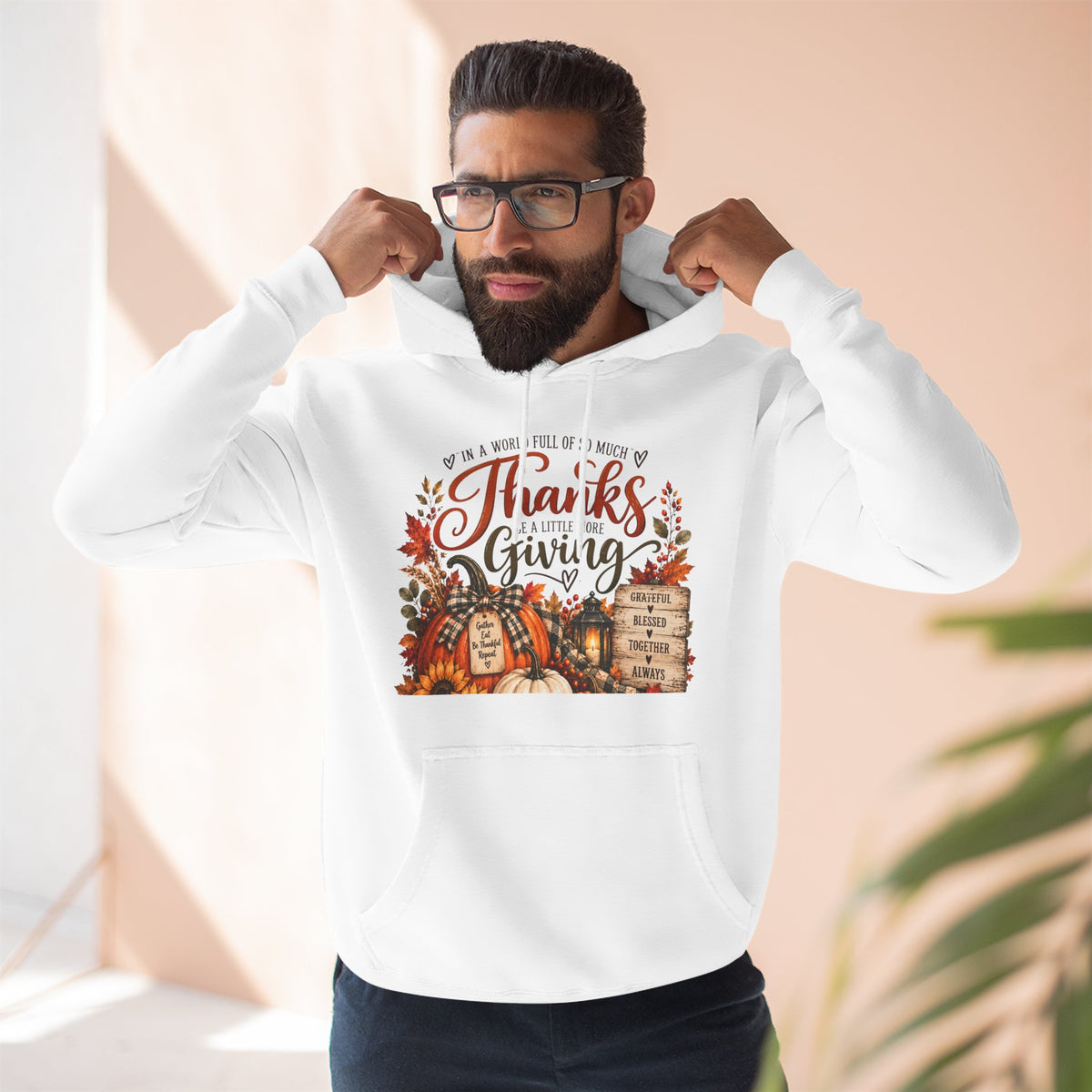 Thanksgiving Harvest Hoodie — Give Thanks Fleece Pullover