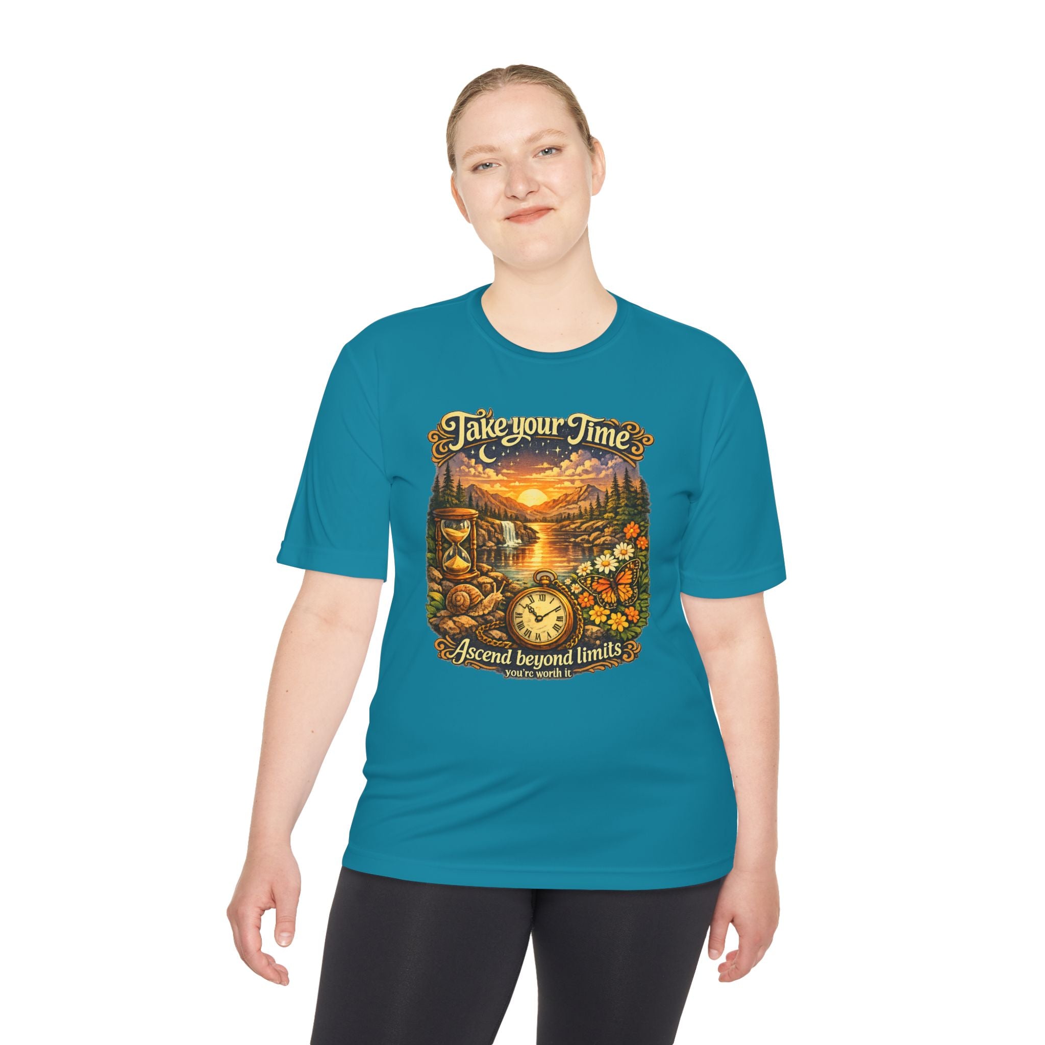 Take Your Time Scenic Tee — 'Take Your Time, Ascend Beyond Limits' Relaxed Vintage Nature Shirt