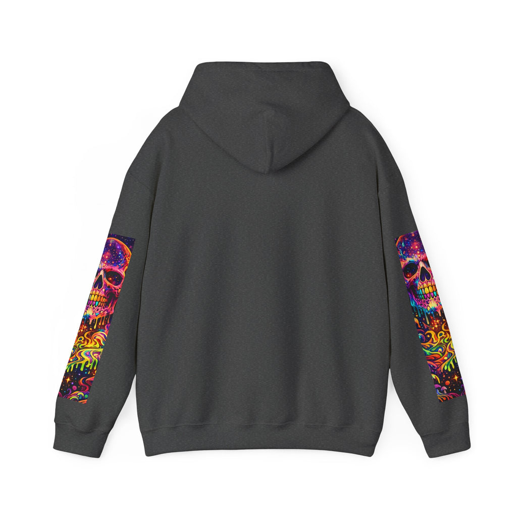 Psychedelic Skull Hoodie – "Faces Beyond Limits" Neon Horror Pullover