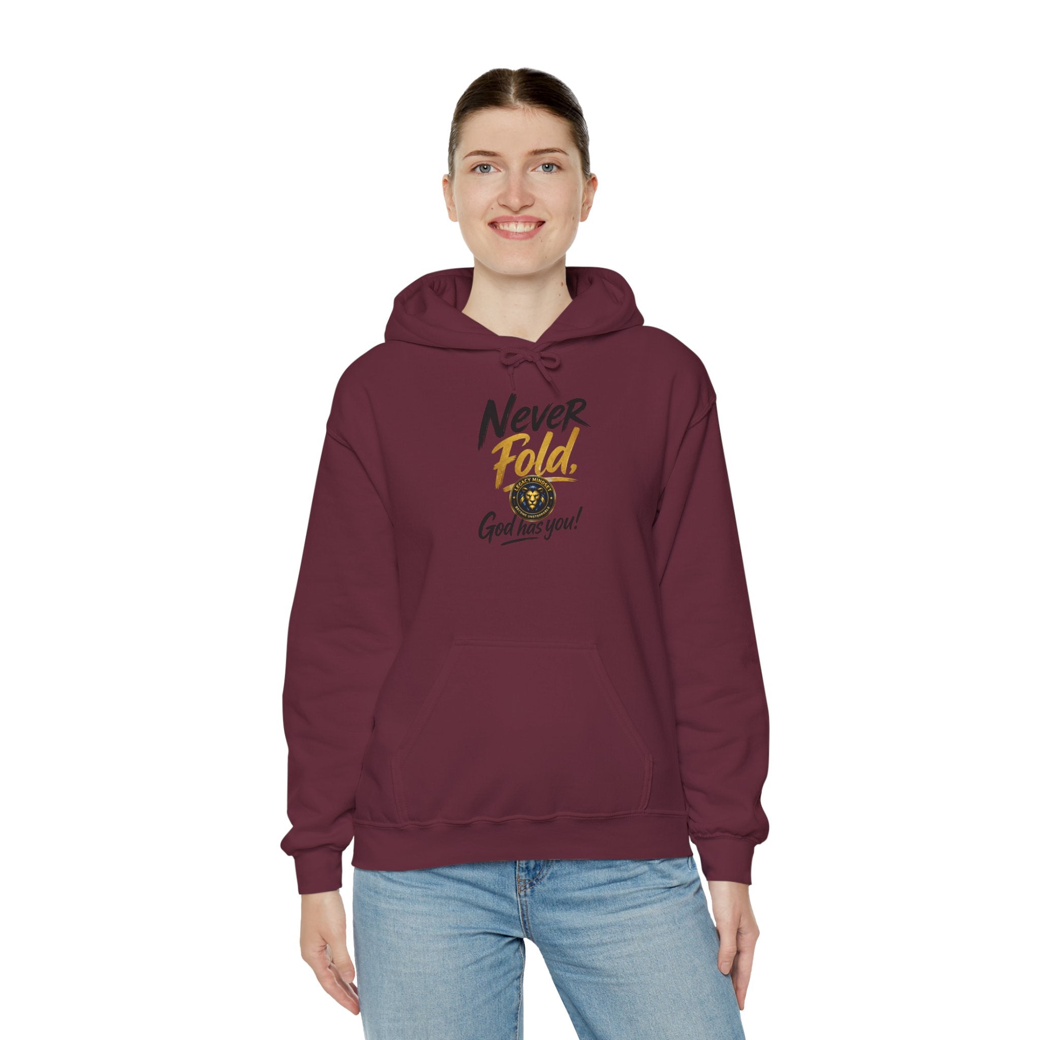 Never Fold Hoodie — 'God Has You' Faith Graphic Sweatshirt