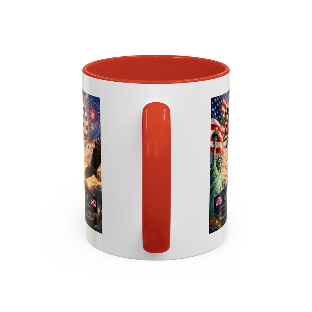 Happy 250th America Coffee Mug — Patriotic Statue of Liberty & Eagle 4th of July Gift