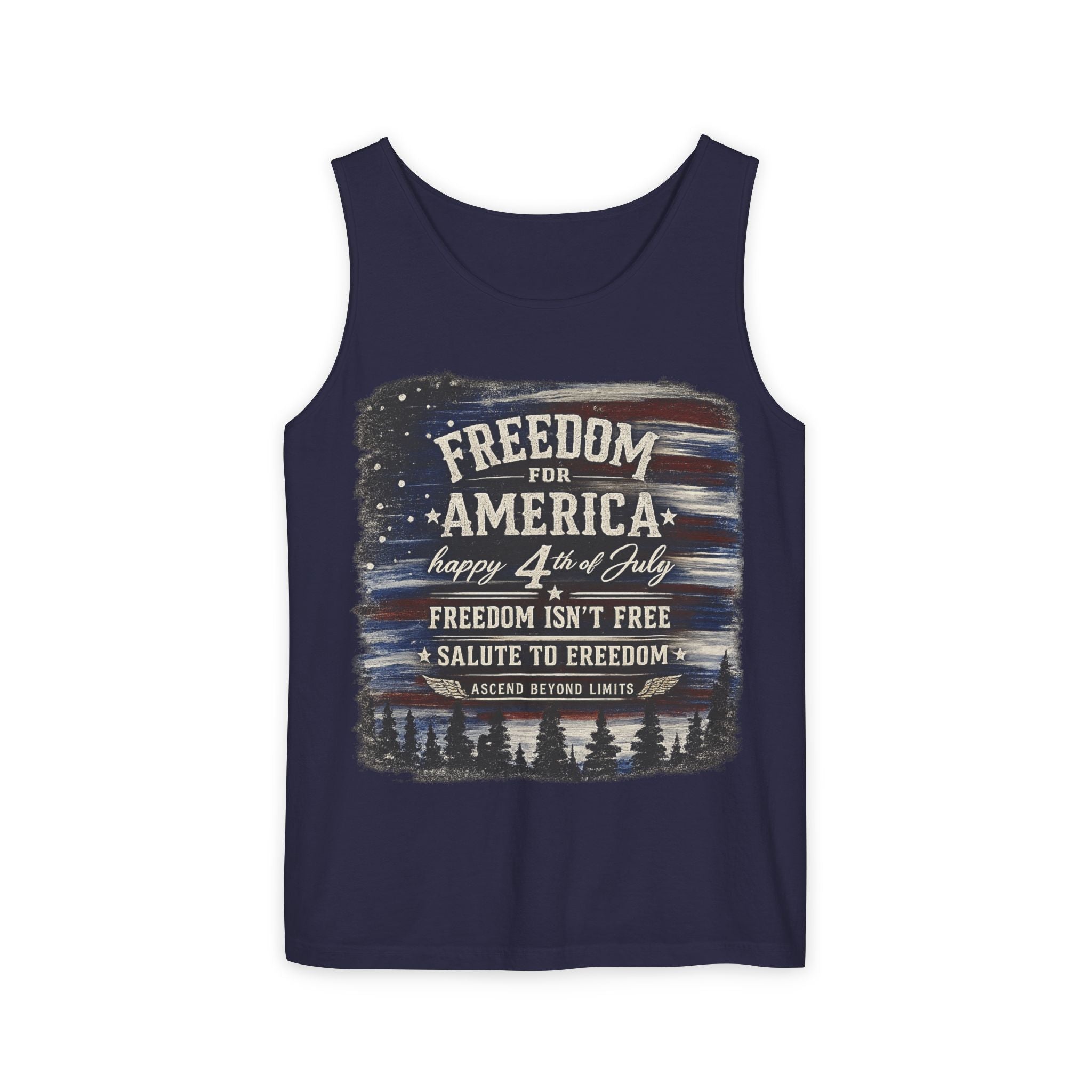 Freedom for America 4th of July Tank Top — Patriotic Salute to Freedom