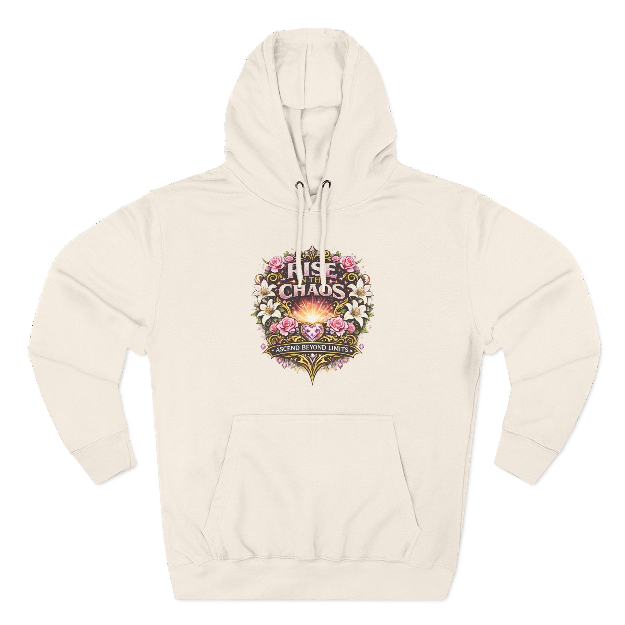 Floral 'Rise from Chaos' Hoodie — Vintage Crest Graphic Pullover