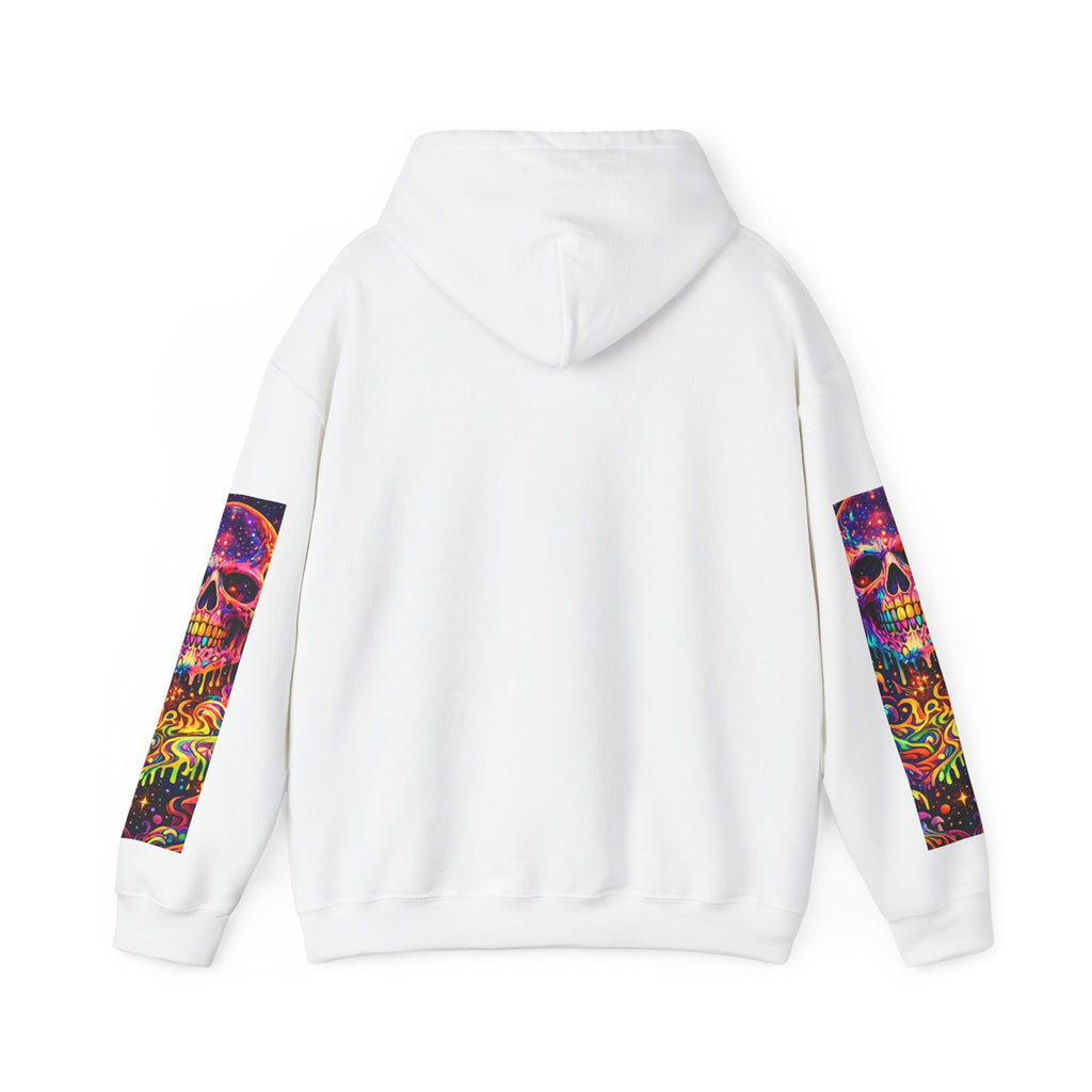 Psychedelic Skull Hoodie – "Faces Beyond Limits" Neon Horror Pullover