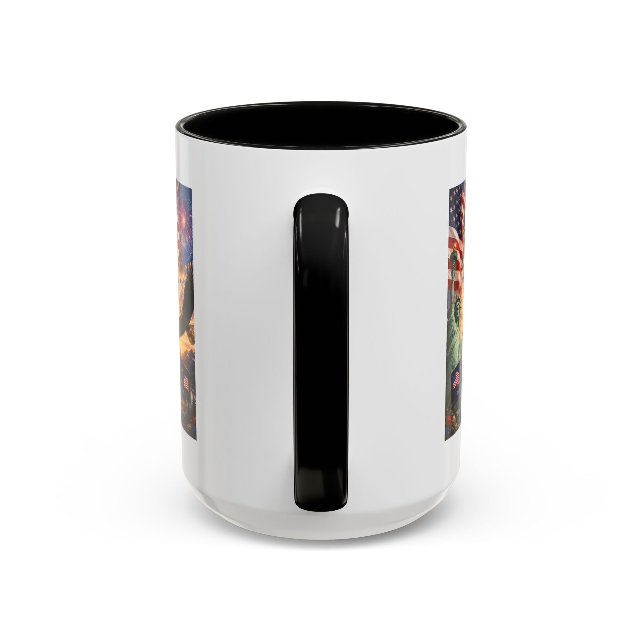 Happy 250th America Coffee Mug — Patriotic Statue of Liberty & Eagle 4th of July Gift