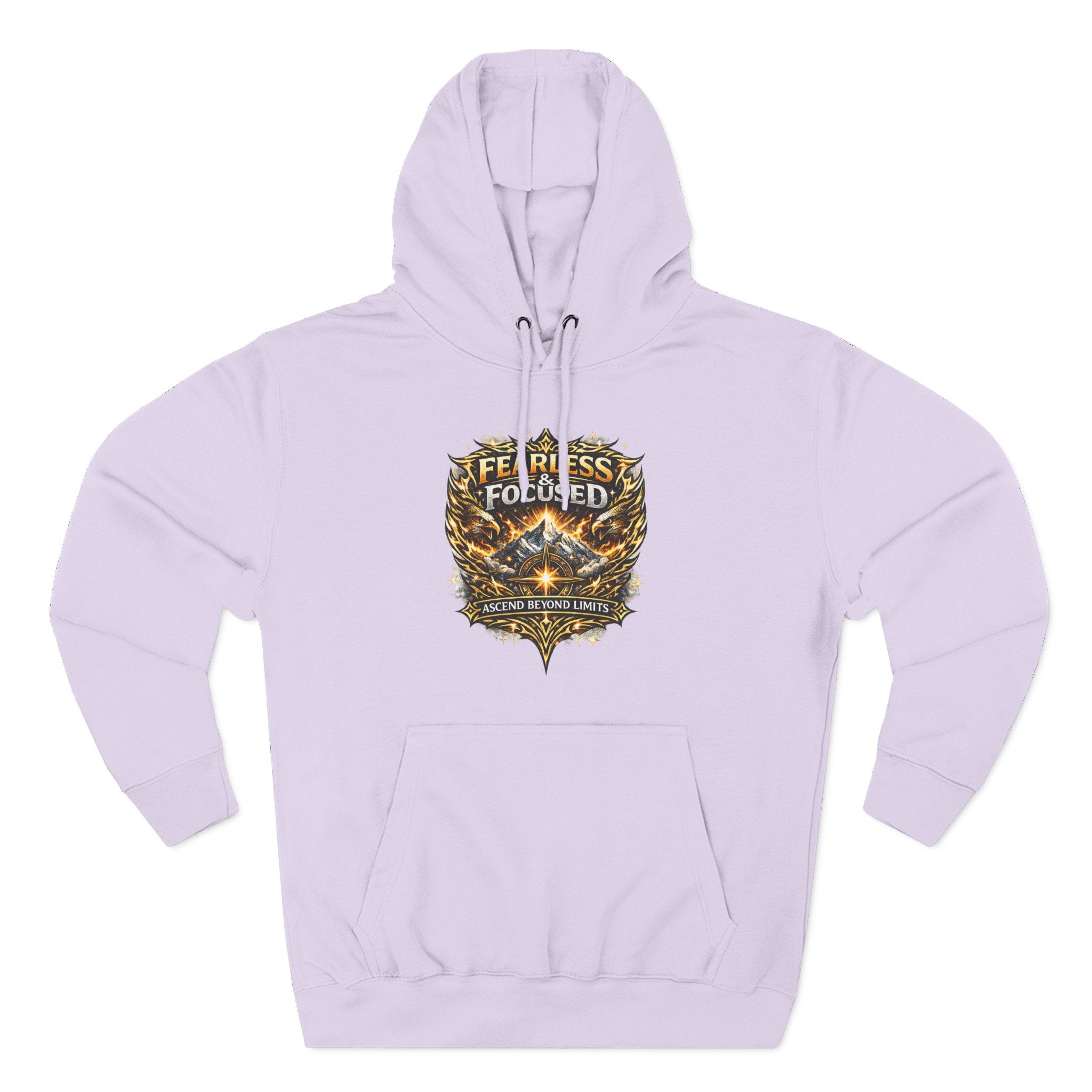Fearless & Focused Shield Hoodie — Motivational Graphic Pullover