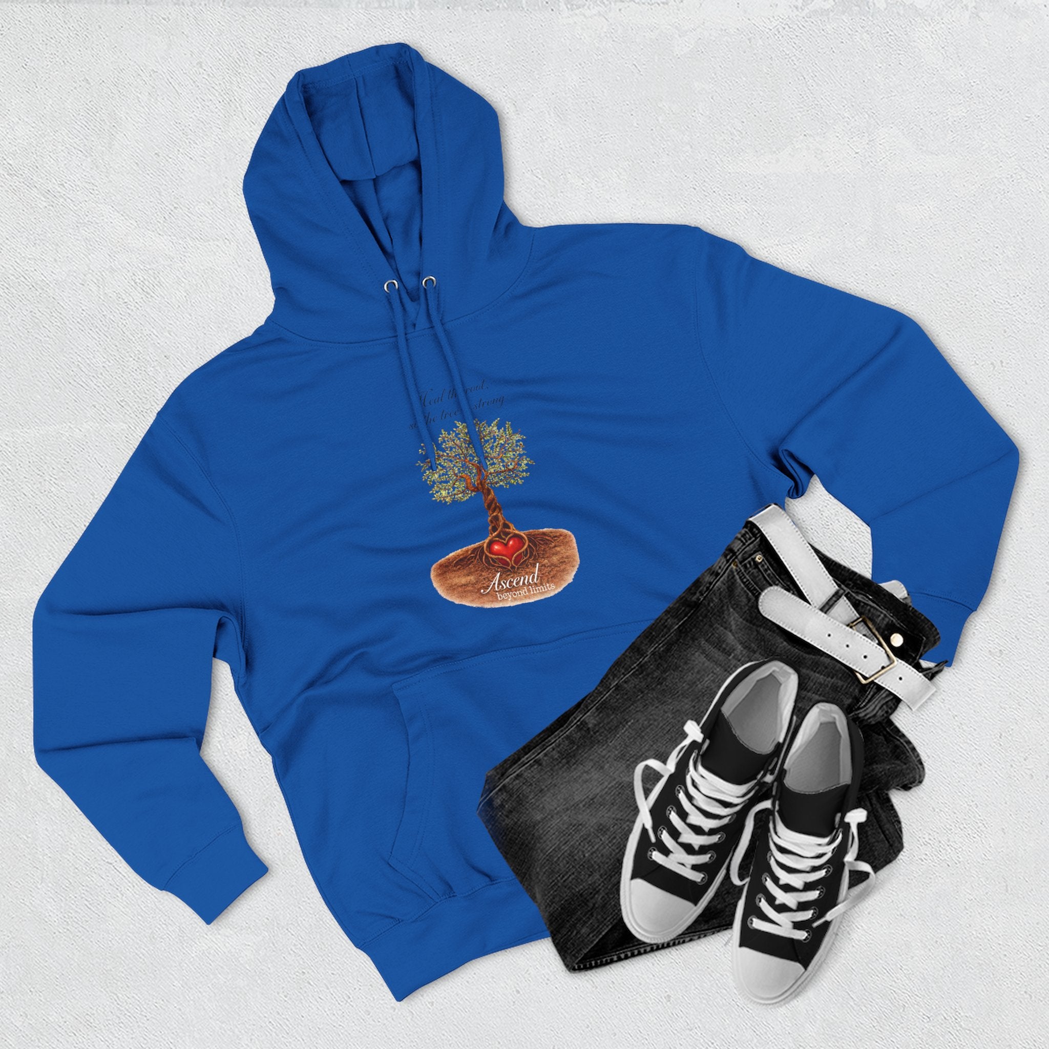 Ascend Beyond Limits Hoodie — 'Heal the Root' Tree Graphic Fleece Hoodie
