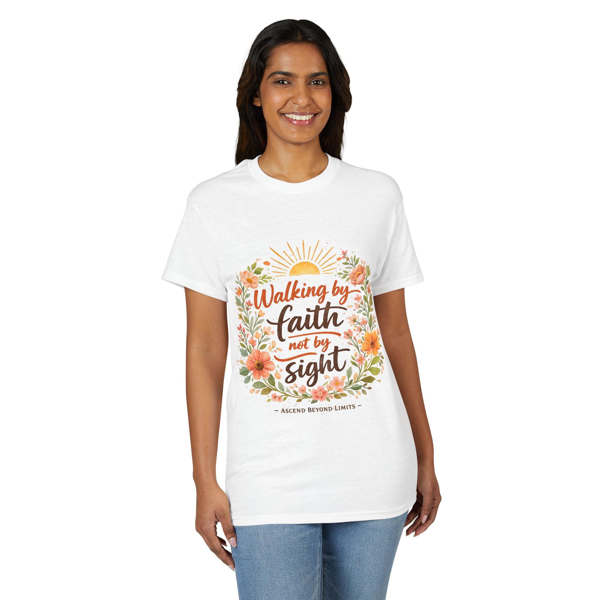 Faith Floral T-Shirt — "Walking by Faith, Not by Sight" Inspirational Tee