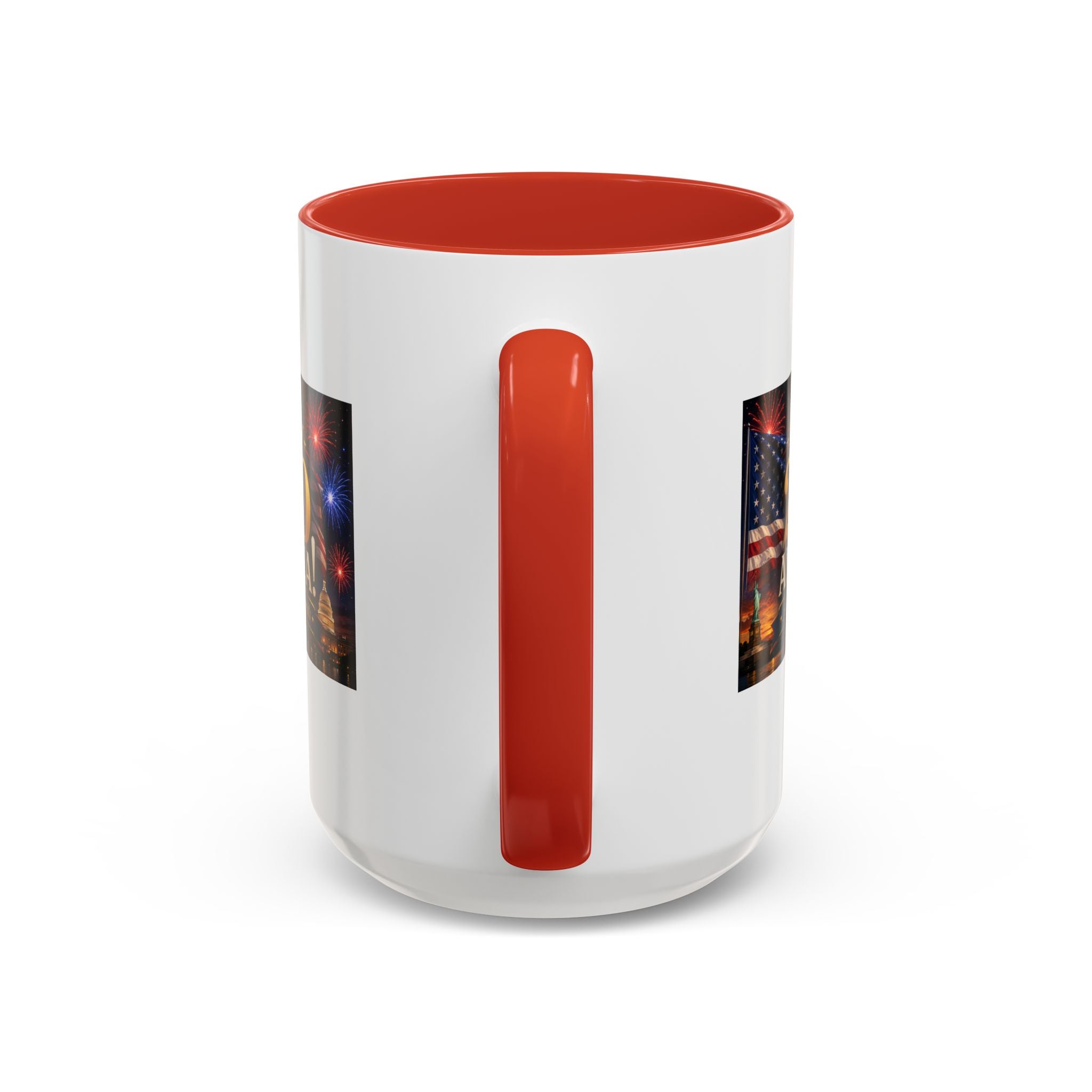 Happy 250 America Accent Coffee Mug — Patriotic Fireworks & Flag 11/15oz