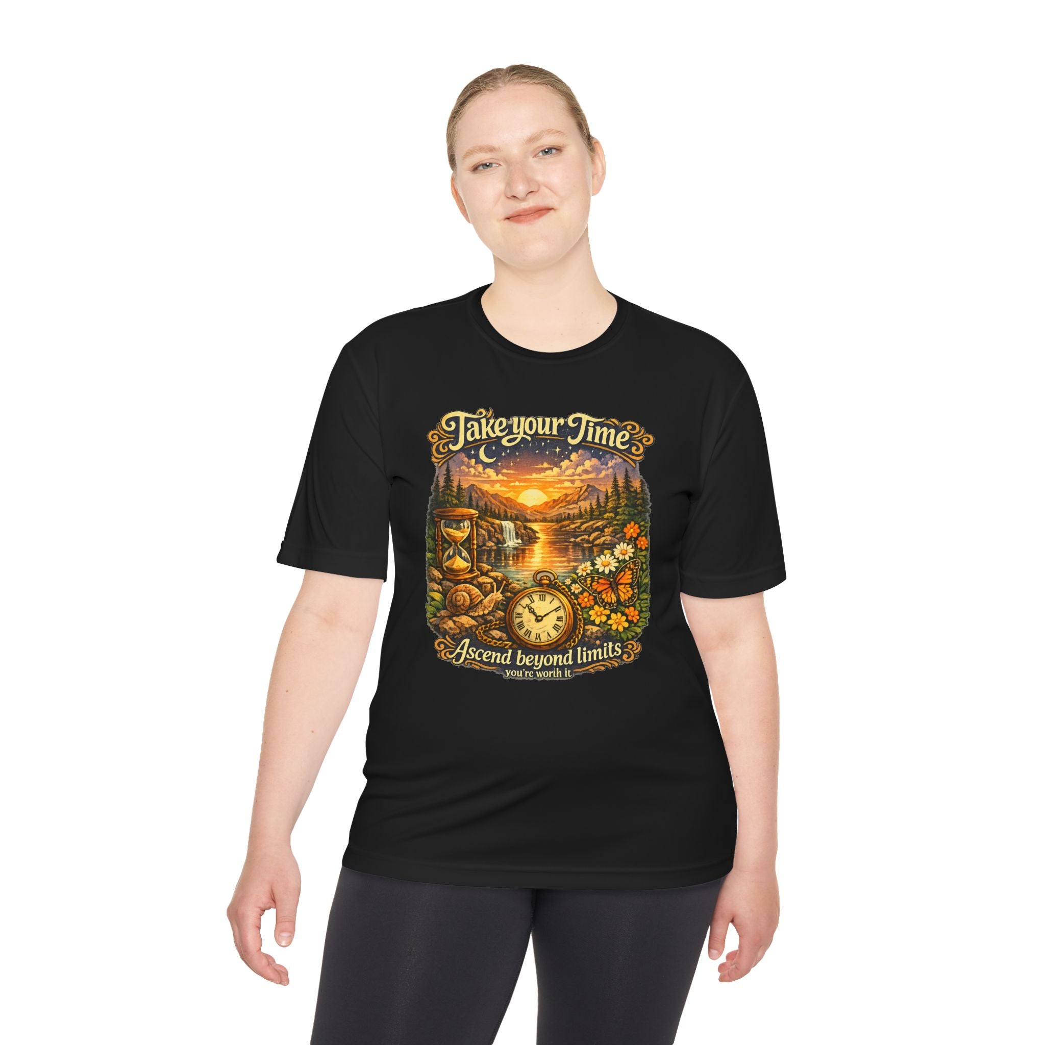 Take Your Time Scenic Tee — 'Take Your Time, Ascend Beyond Limits' Relaxed Vintage Nature Shirt