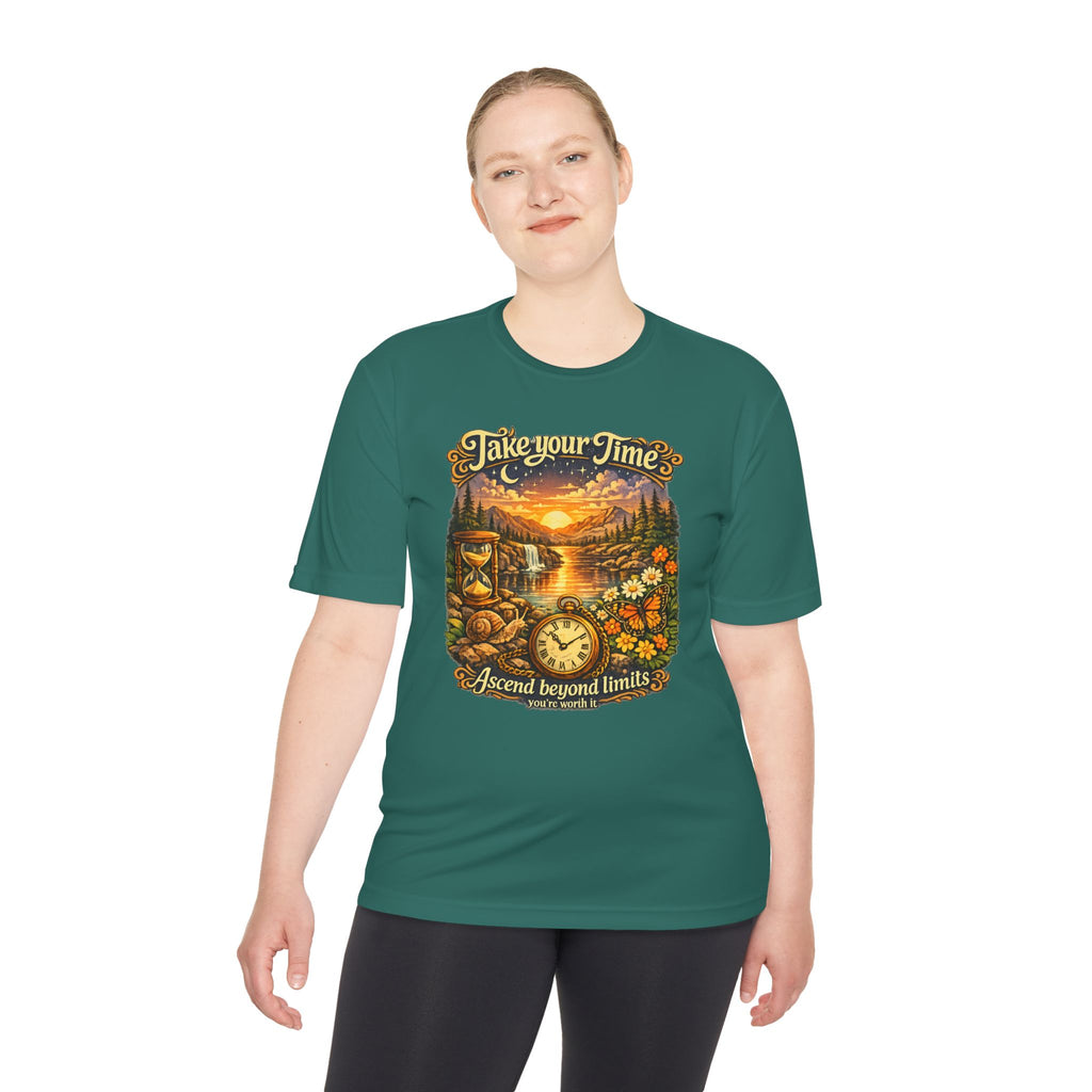 Take Your Time Scenic Tee — 'Take Your Time, Ascend Beyond Limits' Relaxed Vintage Nature Shirt