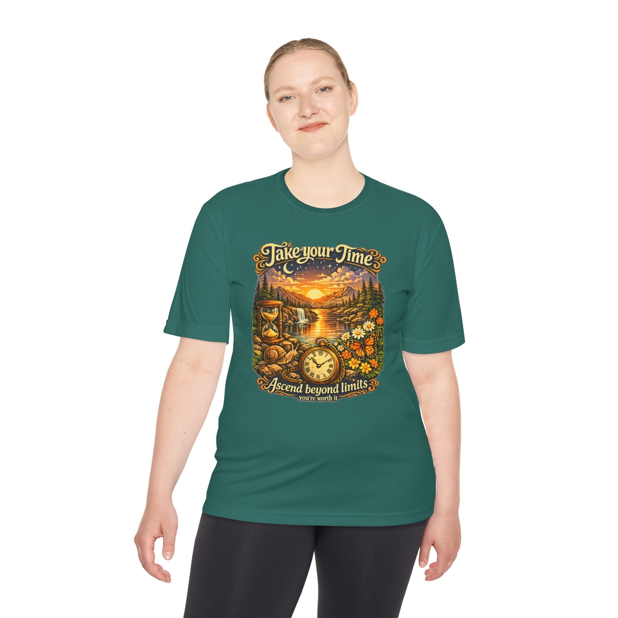 Take Your Time Scenic Tee — 'Take Your Time, Ascend Beyond Limits' Relaxed Vintage Nature Shirt