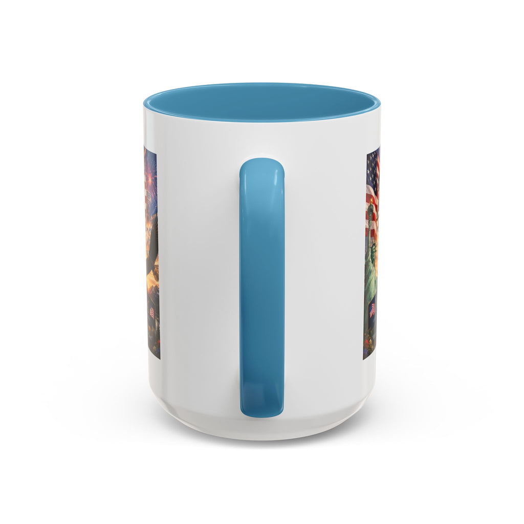 Happy 250th America Coffee Mug — Patriotic Statue of Liberty & Eagle 4th of July Gift