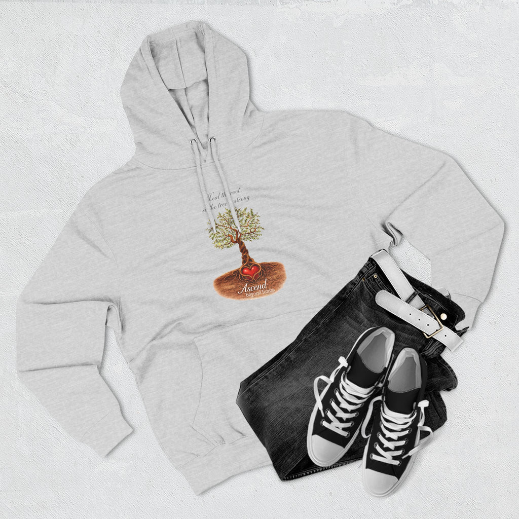 Ascend Beyond Limits Hoodie — 'Heal the Root' Tree Graphic Fleece Hoodie