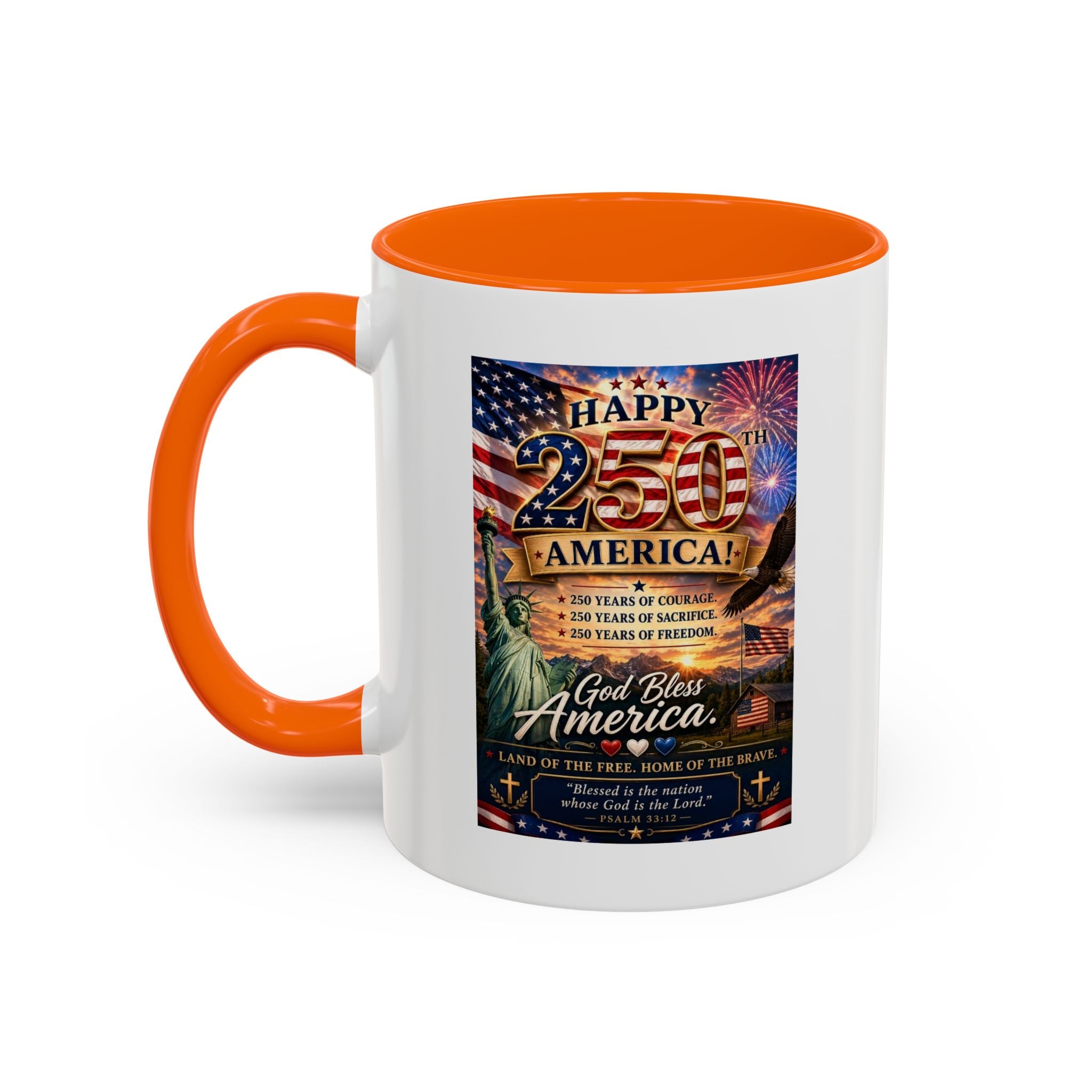 Patriotic Coffee Mug - "Happy 250 America!" Anniversary Design