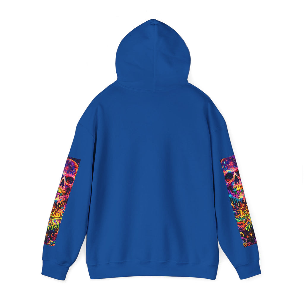 Psychedelic Skull Hoodie – "Faces Beyond Limits" Neon Horror Pullover