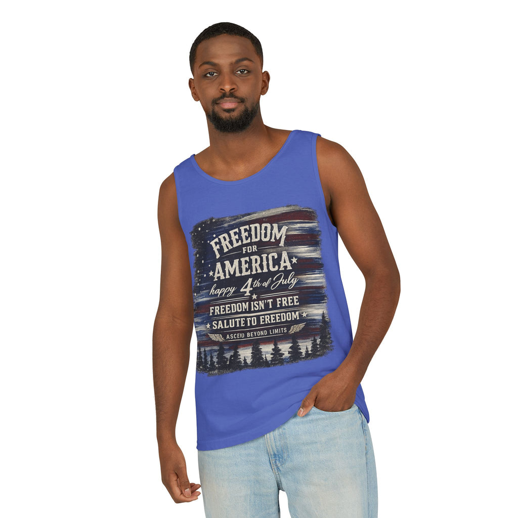 Freedom for America 4th of July Tank Top — Patriotic Salute to Freedom