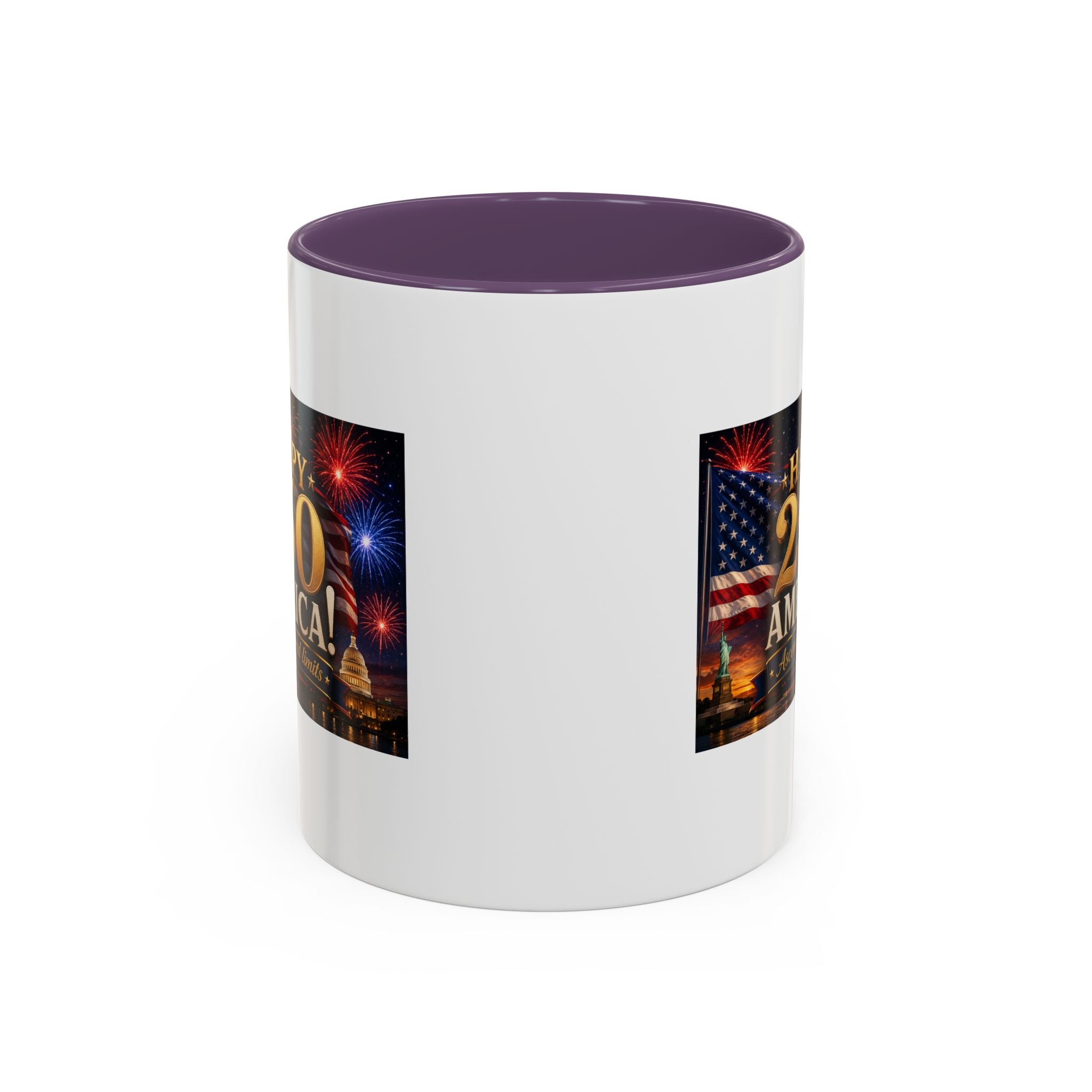 Happy 250 America Accent Coffee Mug — Patriotic Fireworks & Flag 11/15oz