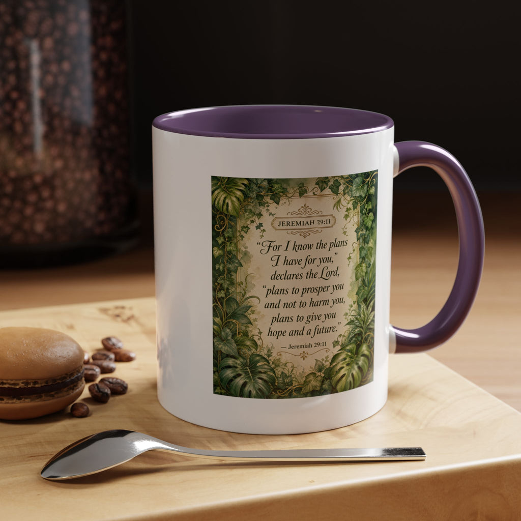 Jeremiah 29:11 Inspirational Coffee Mug – Bible Verse Floral Accent (11/15oz)