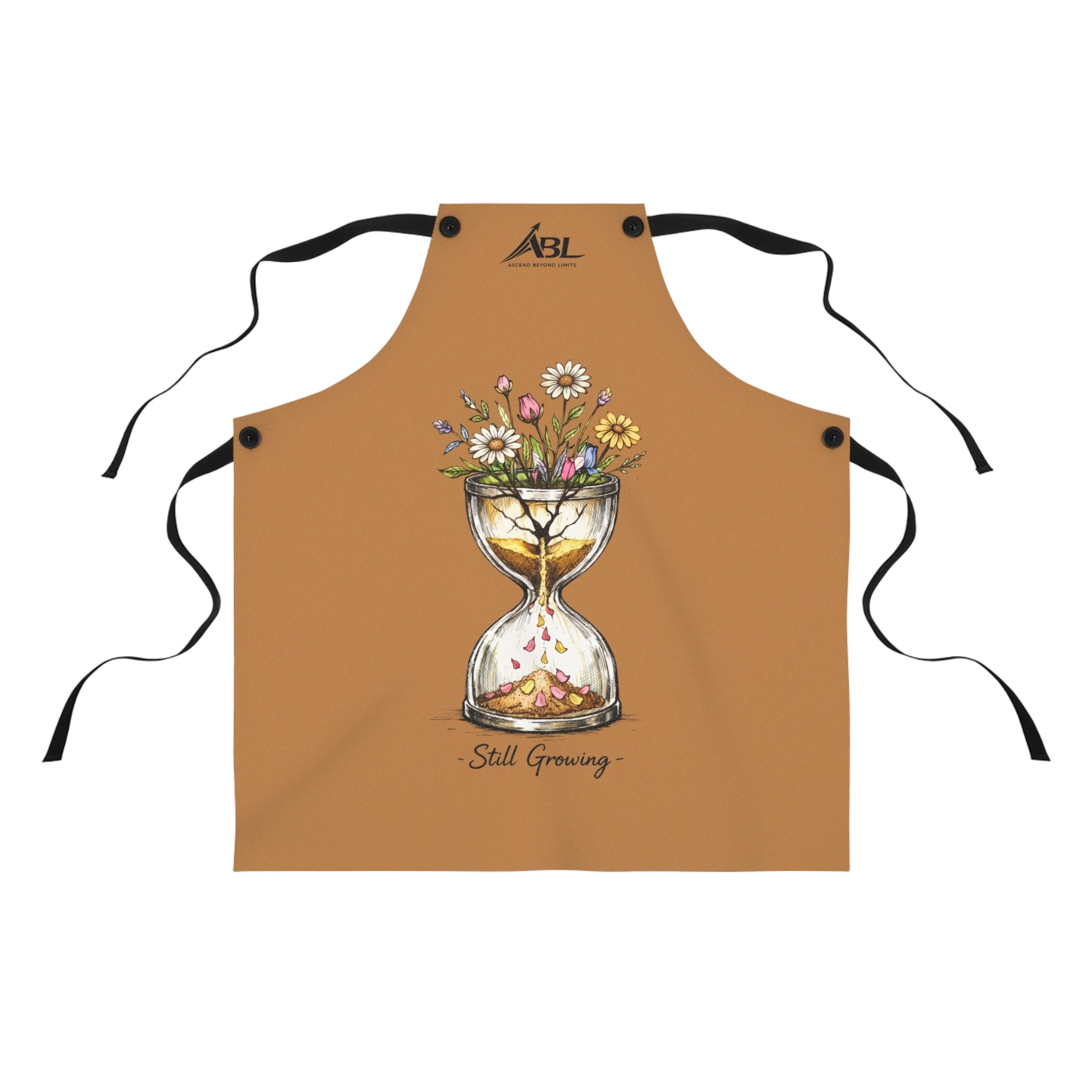 Floral Hourglass Apron — "Still Growing" Kitchen Apron