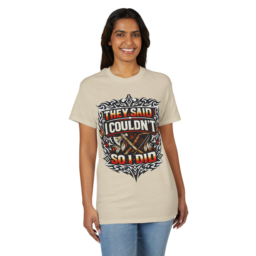 They Said I Couldn't So I Did T-Shirt — Motivational Motorcycle Flames Graphic Tee