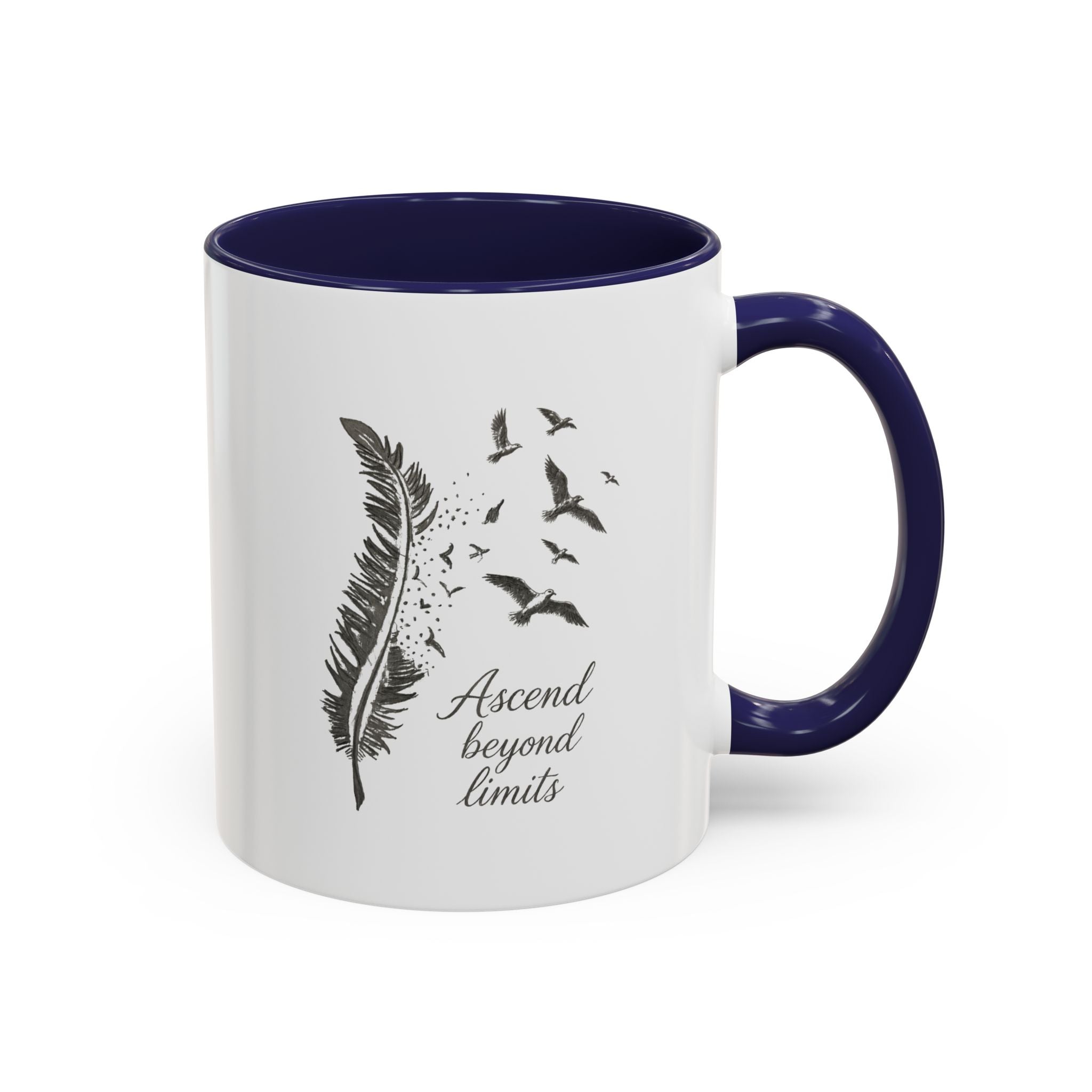 Ascend Beyond Limits- hand sketched feather Coffee-Accent Mug (11/15oz)