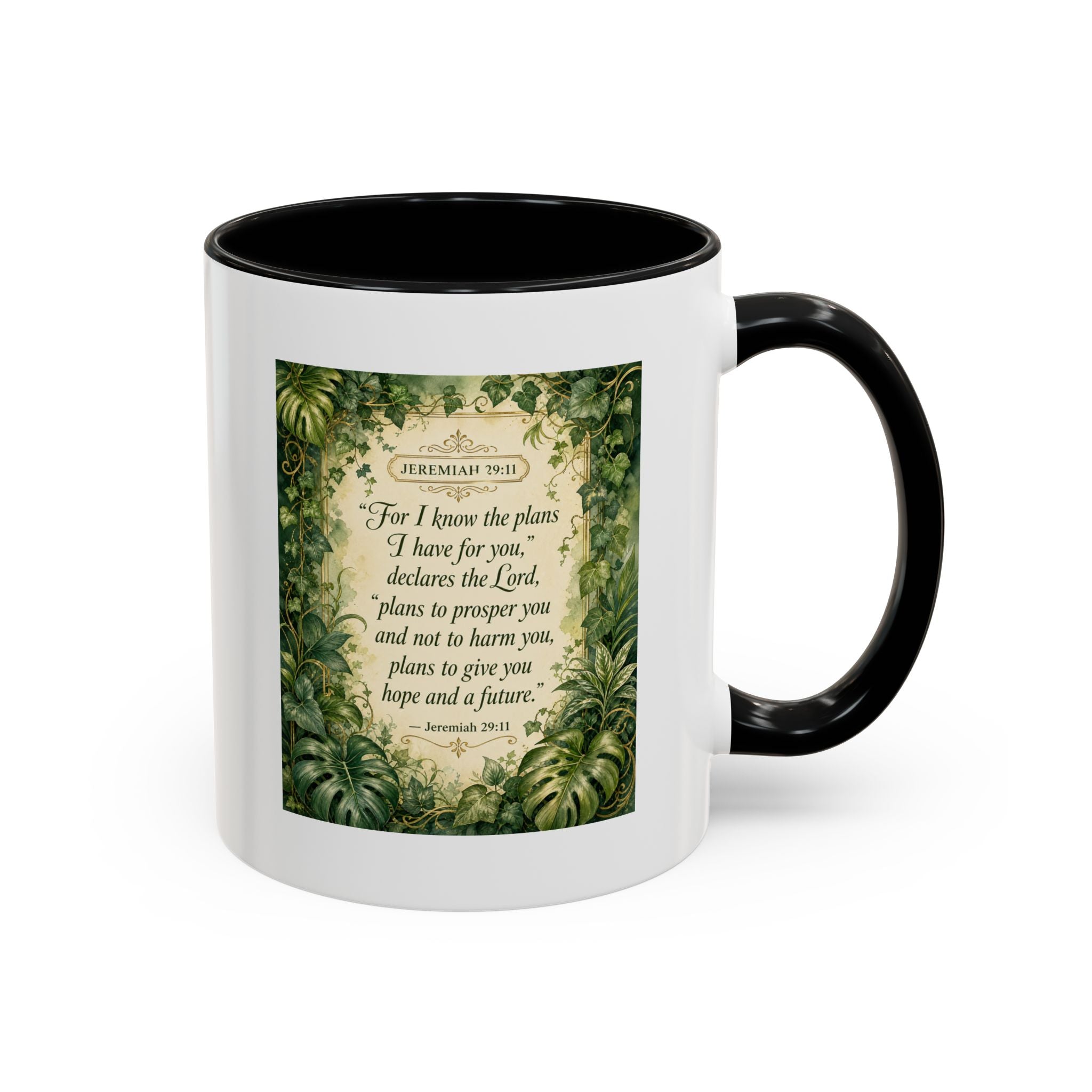 Jeremiah 29:11 Inspirational Coffee Mug – Bible Verse Floral Accent (11/15oz)